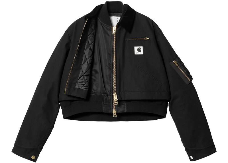 sacai Sacai x Carhartt WIP Women's Canvas MA-1 Detroit Jacket Black outlook