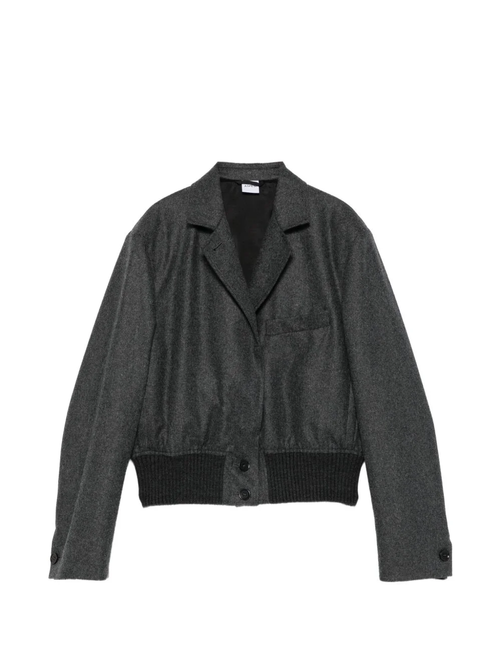 ribbed-hem button-up jacket - 1