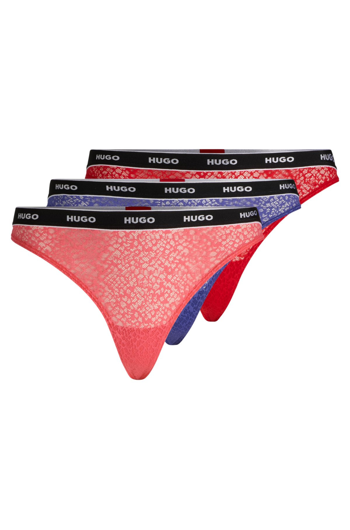 THREE-PACK OF THONGS IN STRETCH LACE - 1