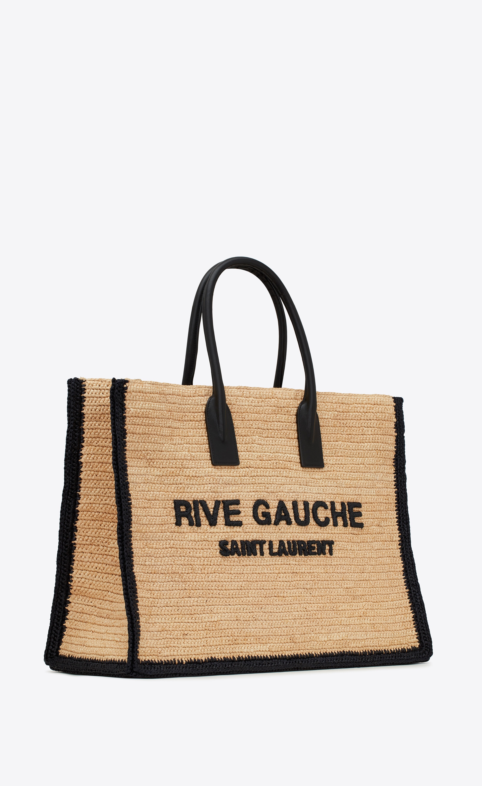rive gauche tote bag in raffia and leather - 5
