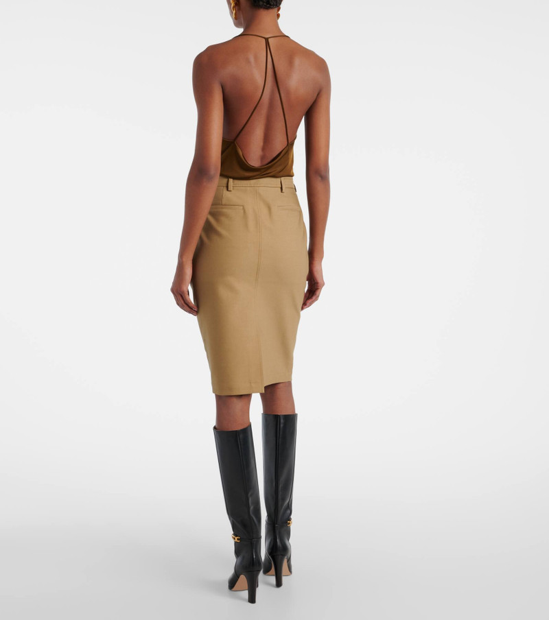 Cotton-blend tricotine midi skirt 3
