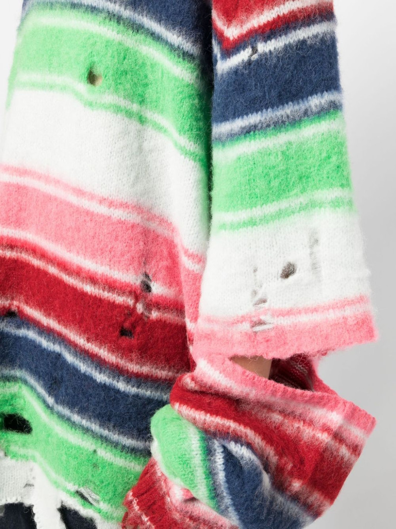 distressed-effect striped sweatshirt 5