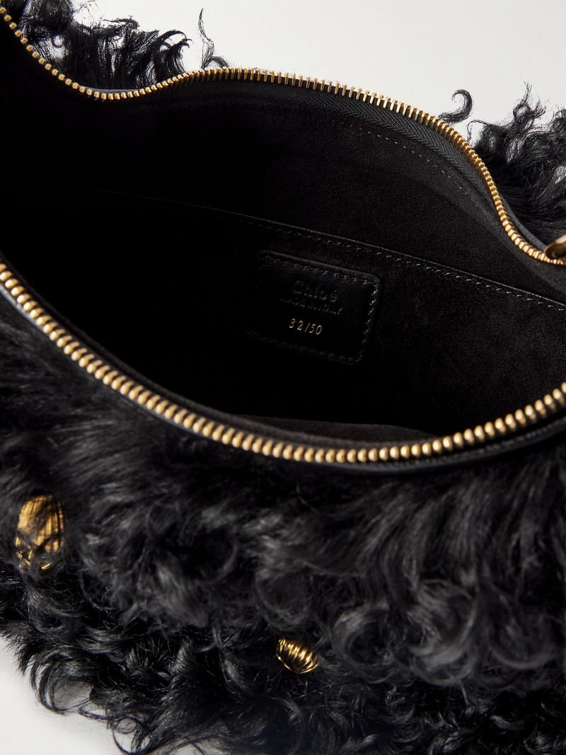 Chain Horse Embellished Shearling Shoulder Bag 6