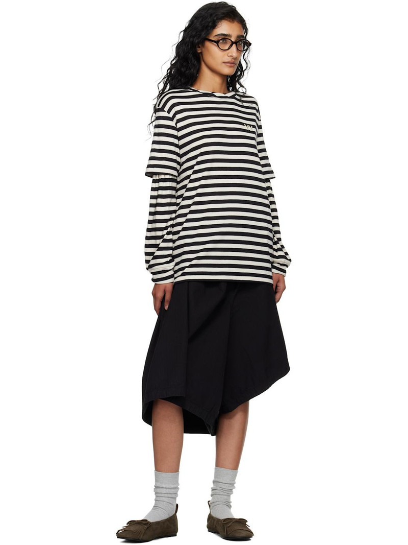 OPEN YY Black & Off-White Layered Stripe T-shirt outlook