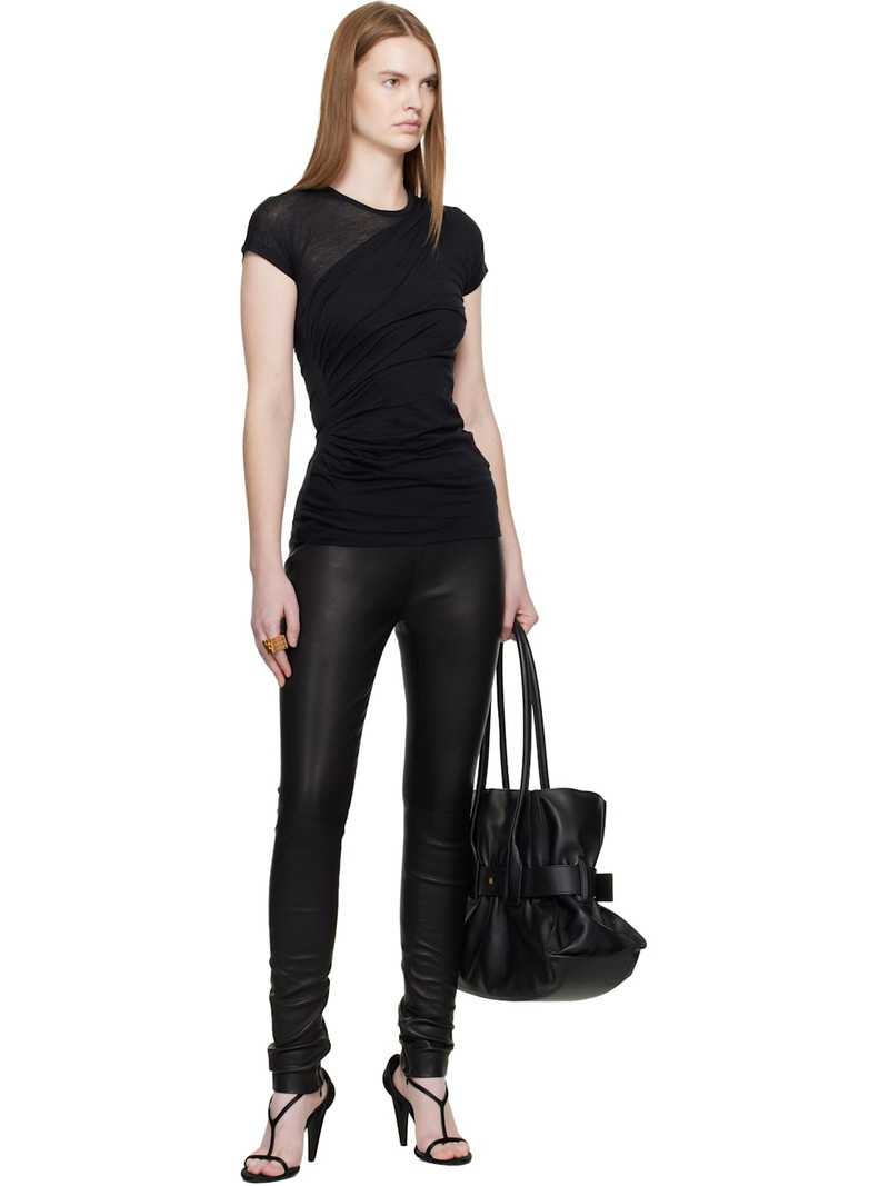 Balmain Black Zipped Lambskin Leggings outlook