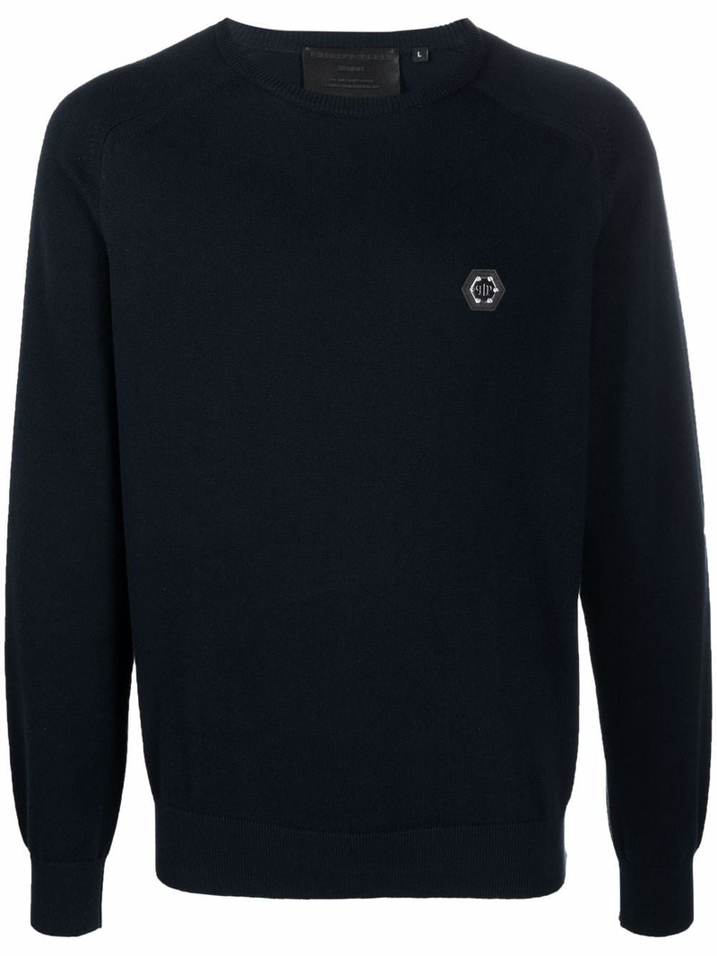 logo-patch crew neck jumper 1
