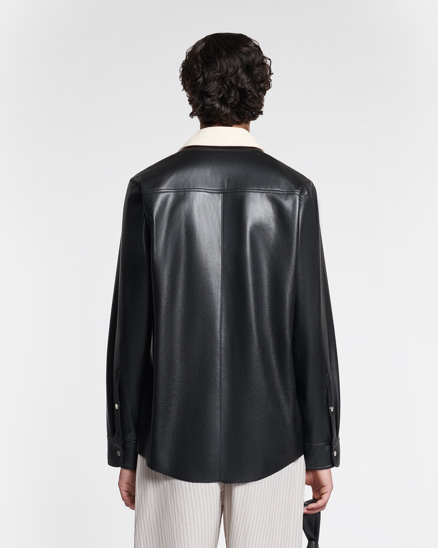 Denim-Trimmed Okobor™ Alt-Leather Shirt - 3