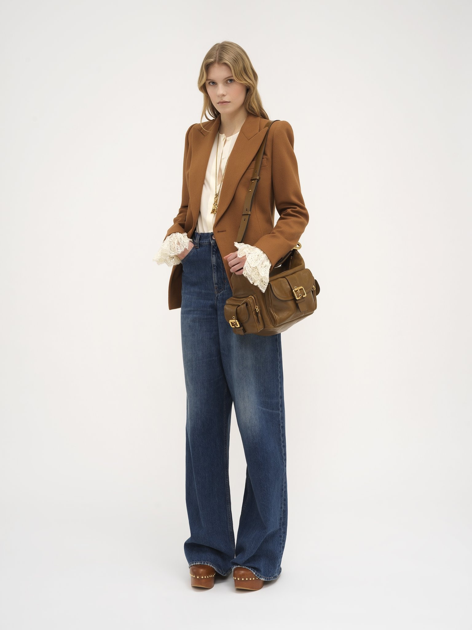 DOUBLE-BREASTED JACKET IN FLANNEL WOOL - 3