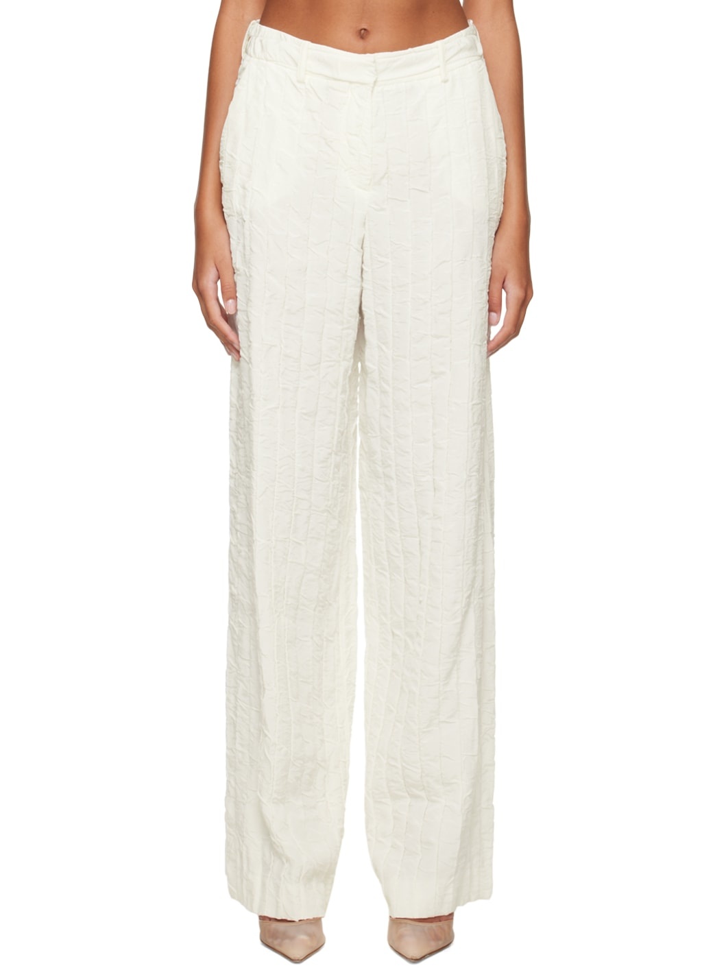 White Crinkled Trousers - 1
