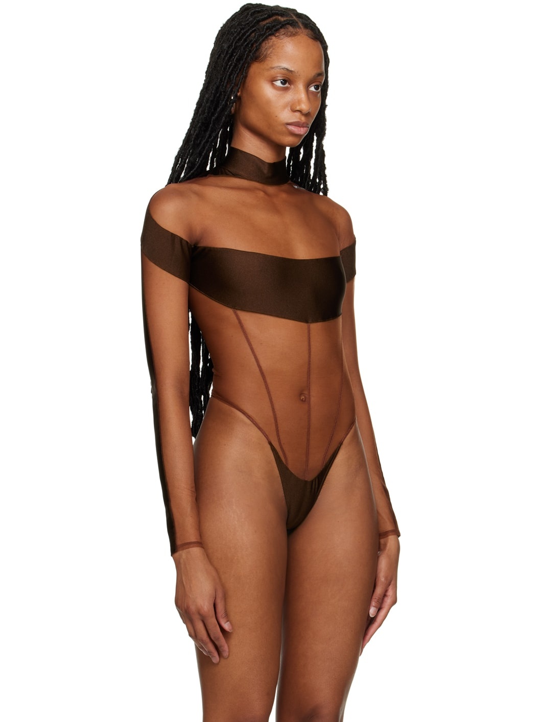 Brown Illusion Bodysuit - 4