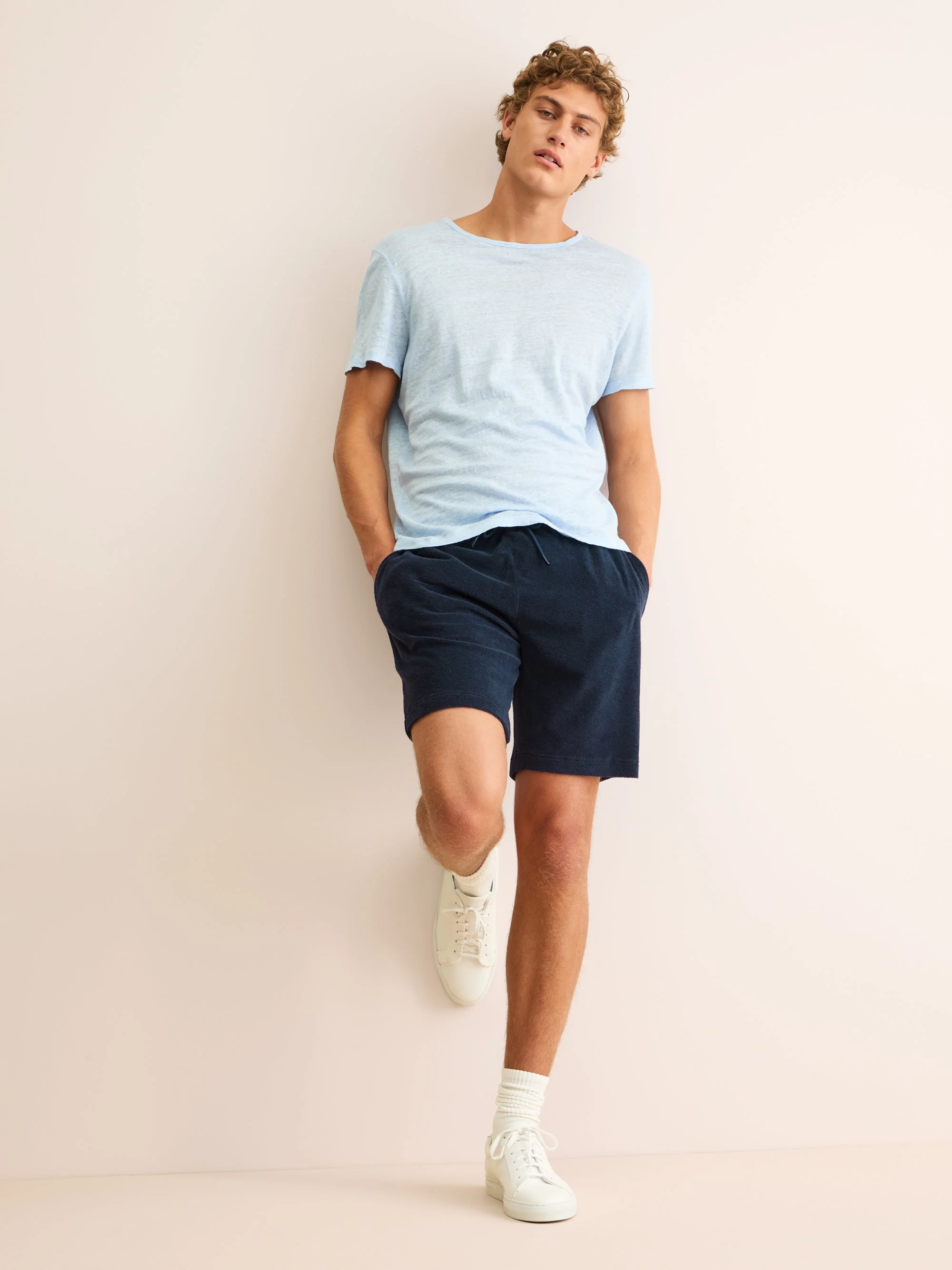 Men's Shorts Teddy Cotton Towelling Navy Blue - 1