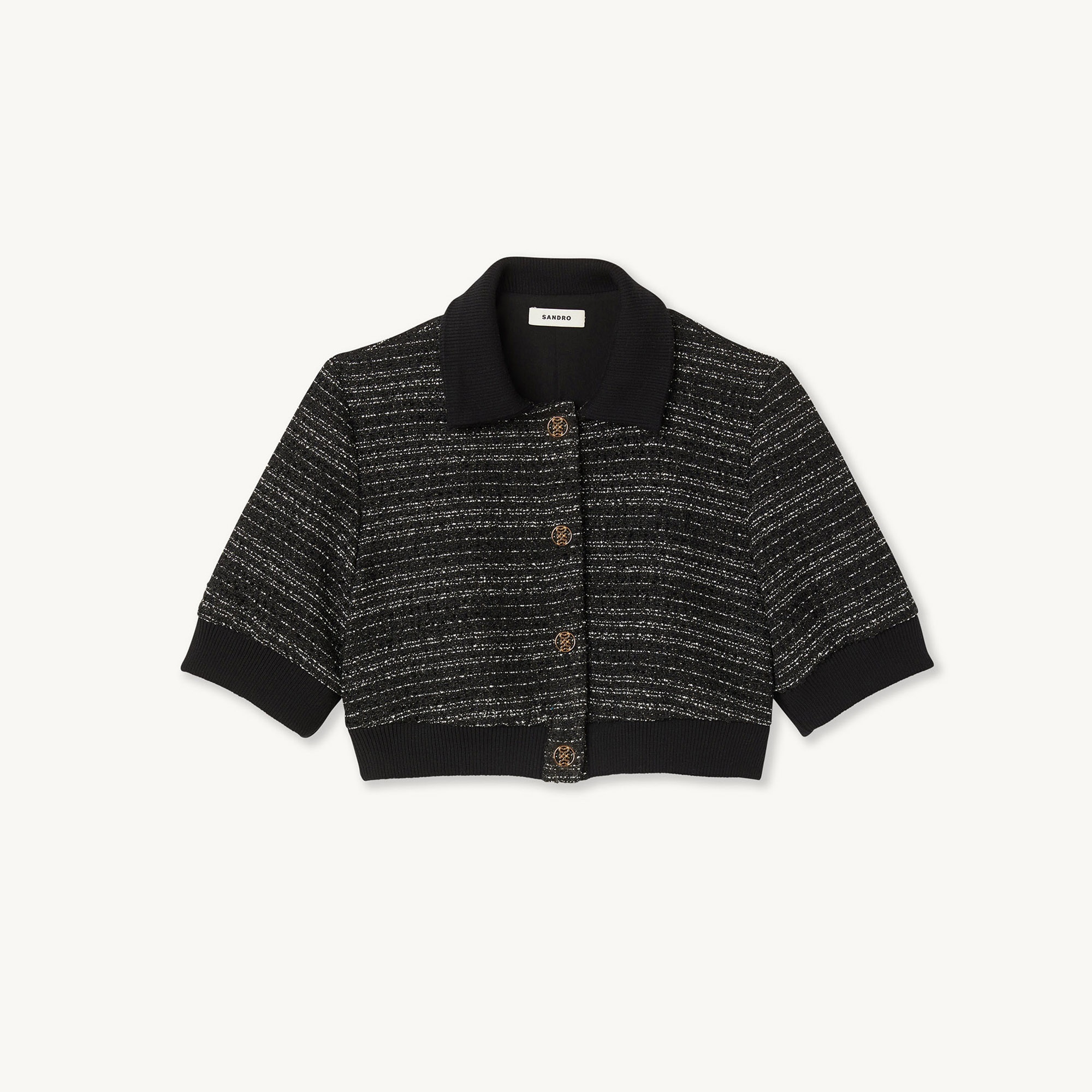 Cropped tweed short-sleeved jacket - 1