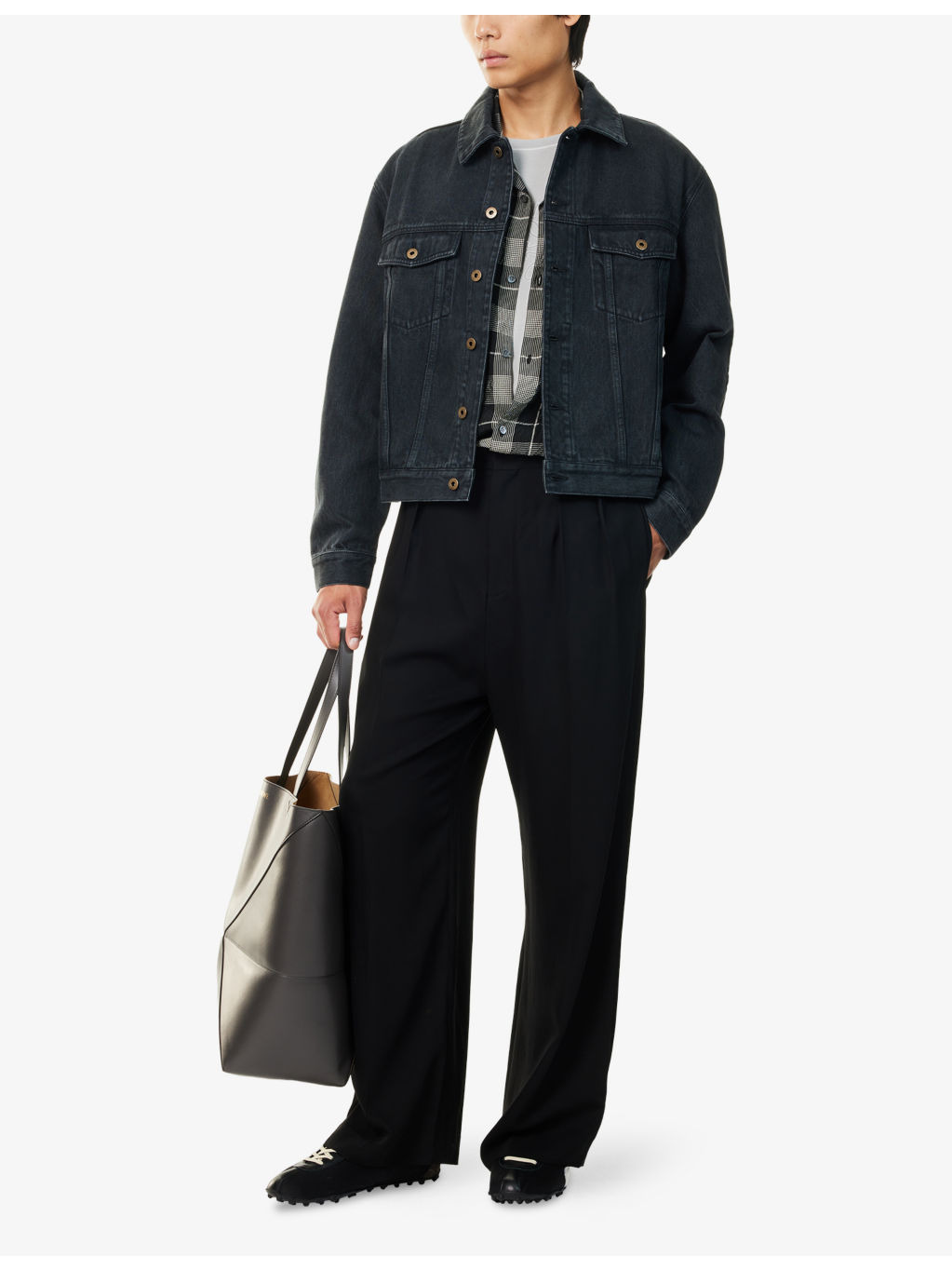 Anagram-Embroidery Relaxed-Fit Denim Jacket - 2