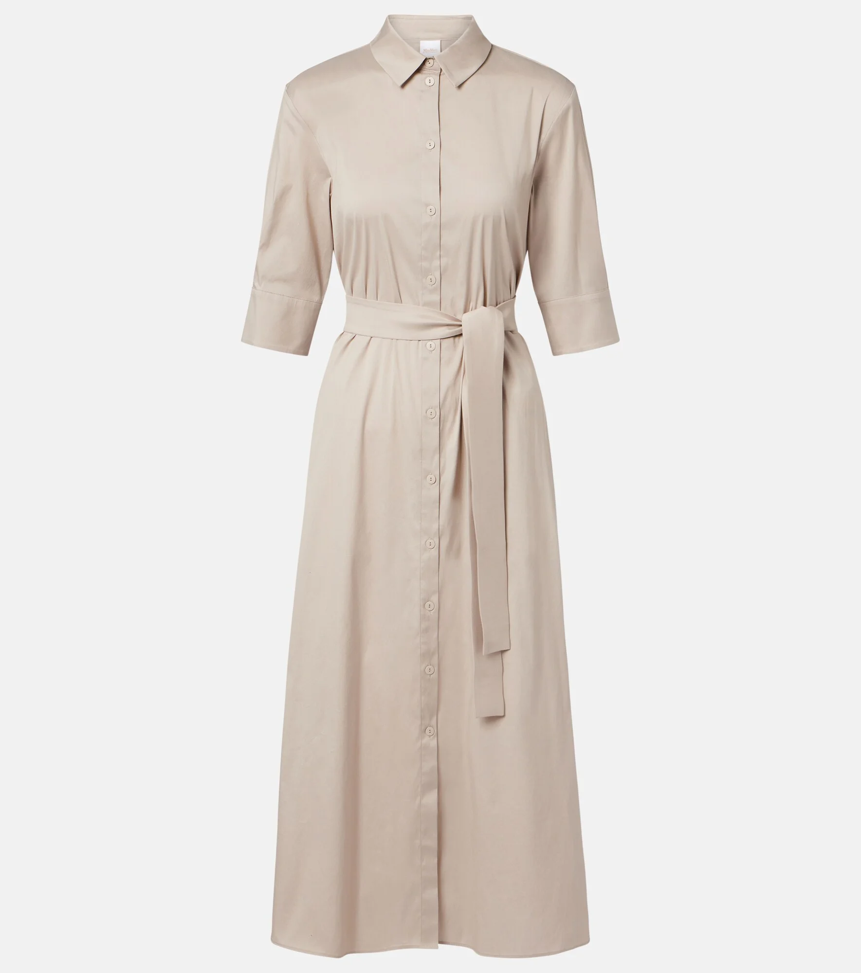 Cognac cotton-blend midi dress - 1