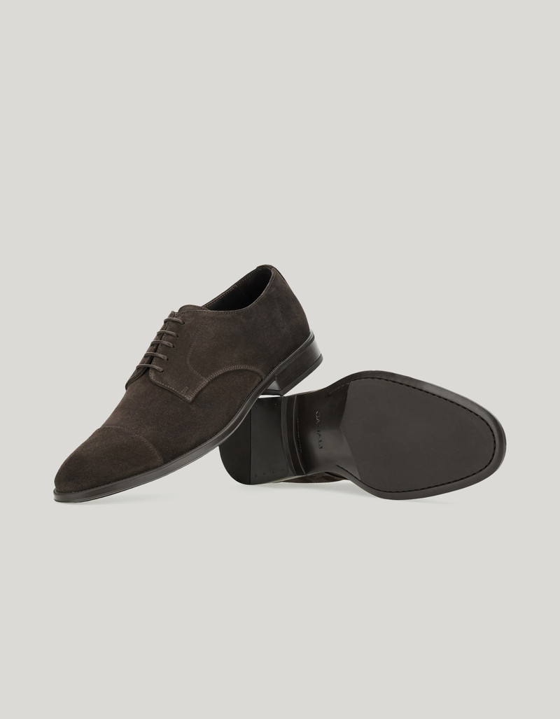 DARK BROWN SUEDE CAP-TOE DERBY WITH RUBBER SOLE 2