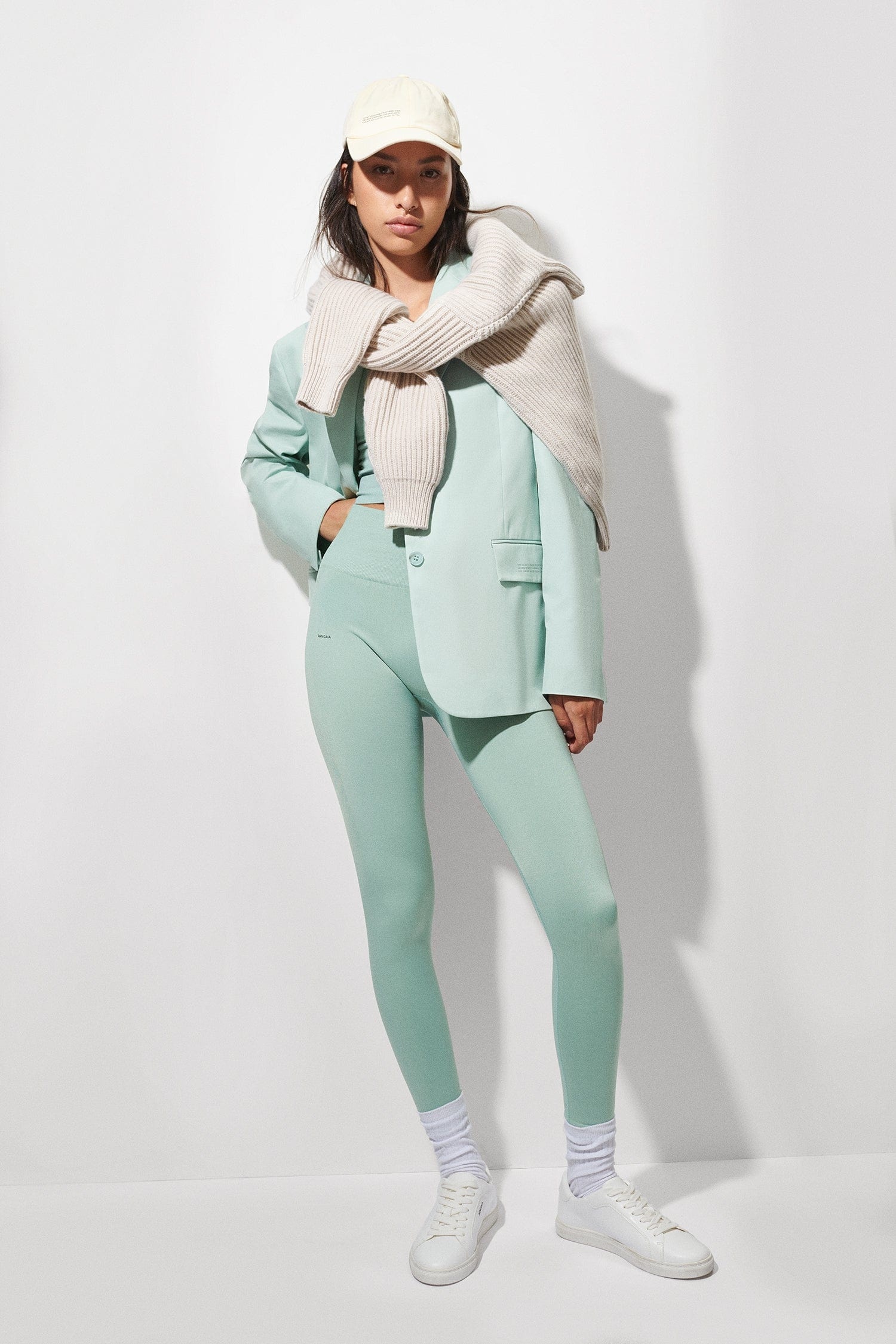 Women's Plant-Stretch Compressive Leggings - Eucalyptus Blue - 3