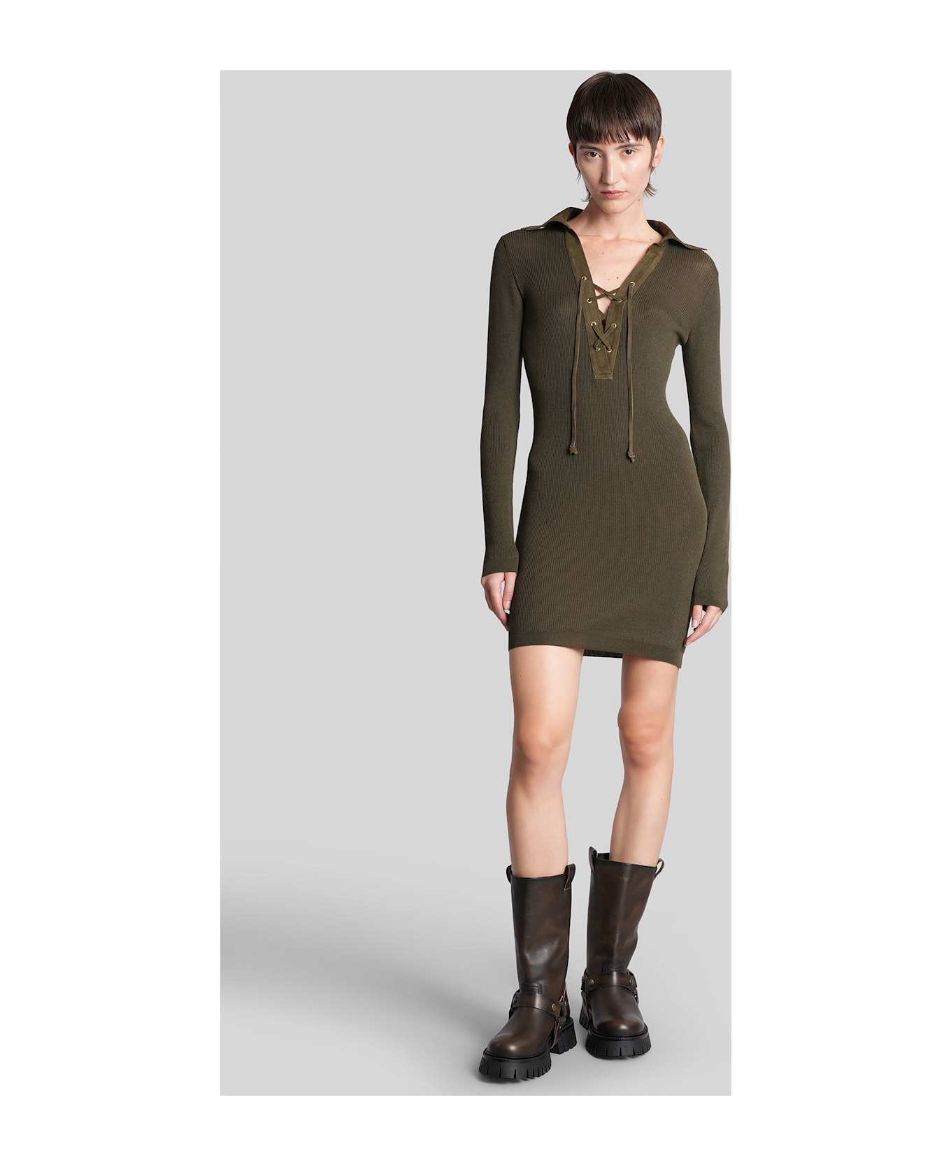 Orly Mini Dress In Green Cotton - 1