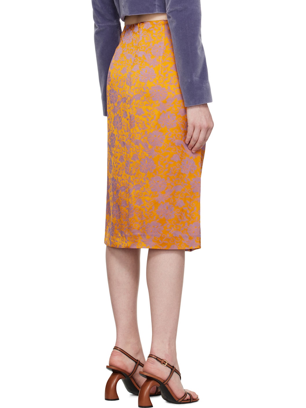 Orange & Purple Floral Midi Skirt - 3