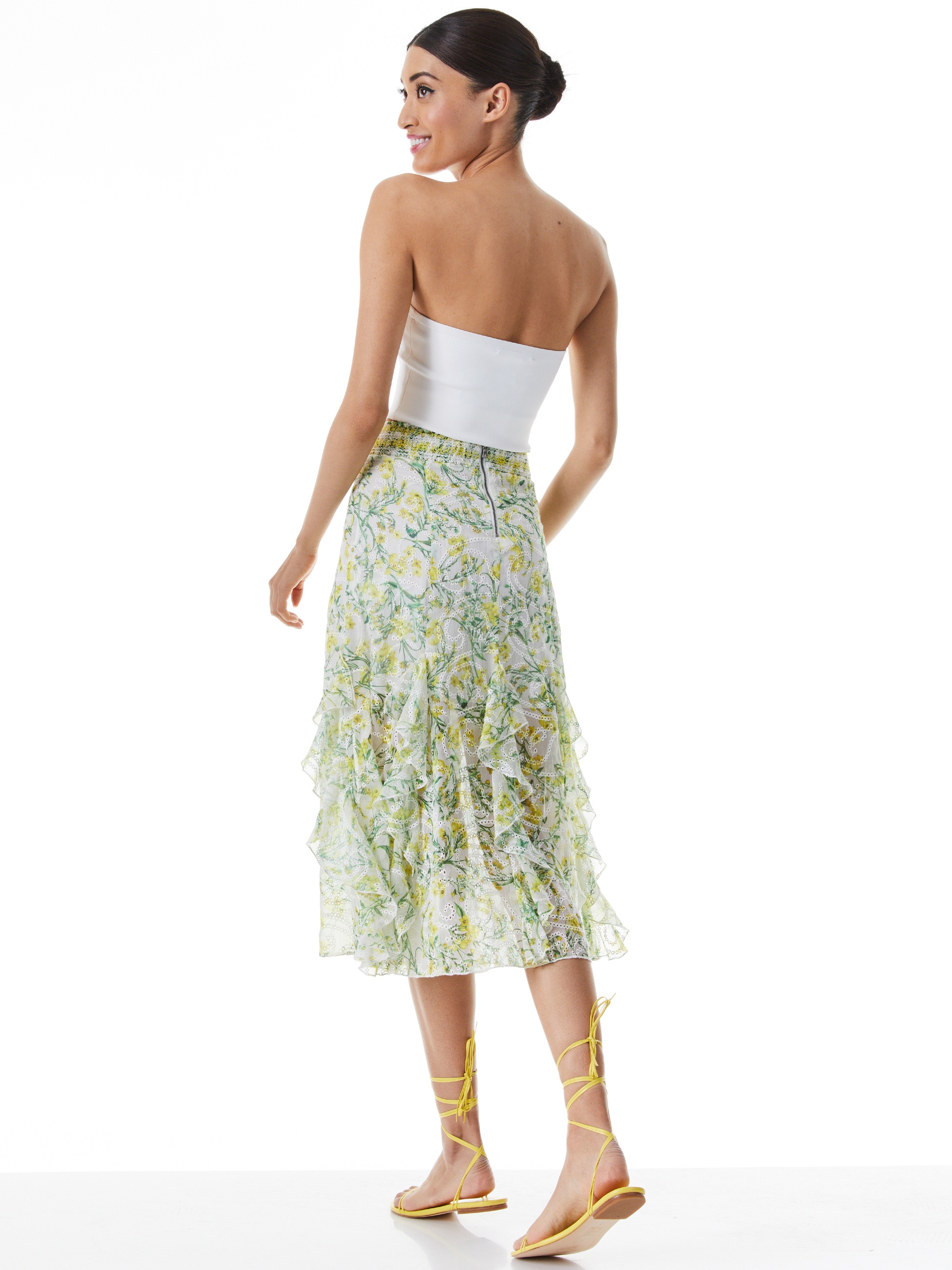 JOCELYN RUFFLE GODET MIDI SKIRT - 3