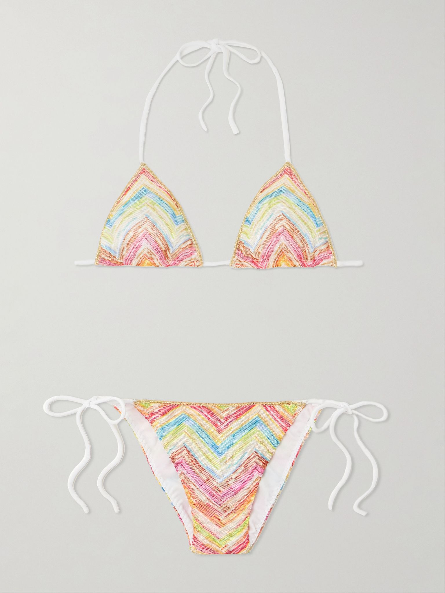 Mare striped metallic crochet-knit triangle bikini Multi - 1