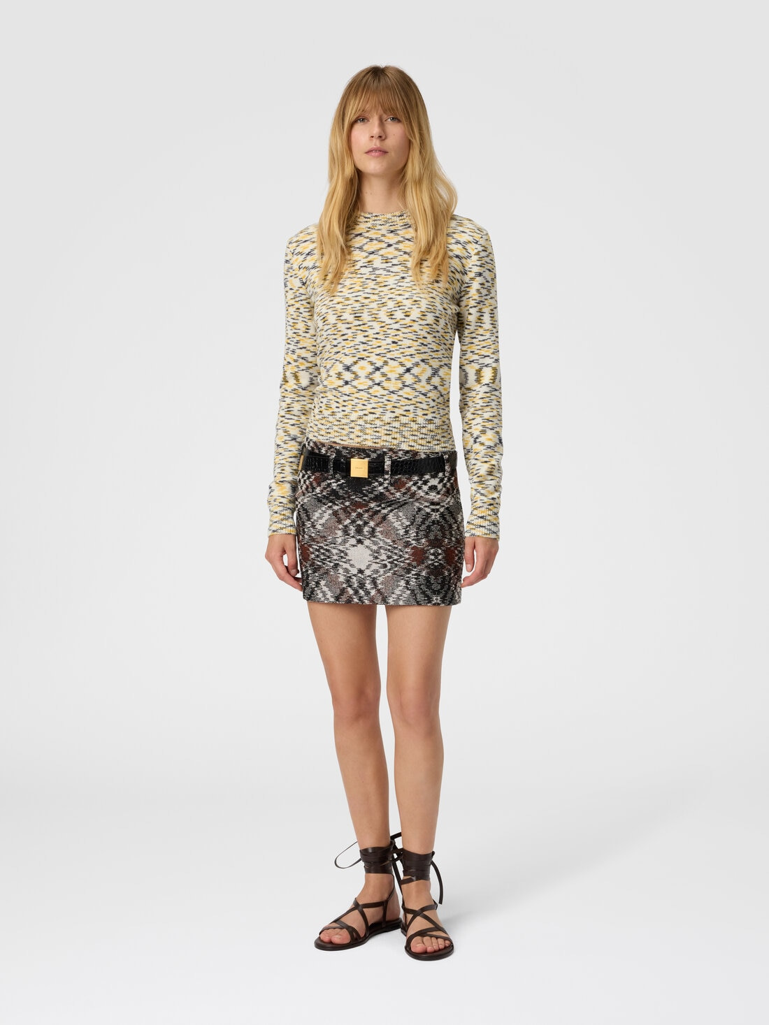 Crew Neck Sweater with Flame Pattern - 2