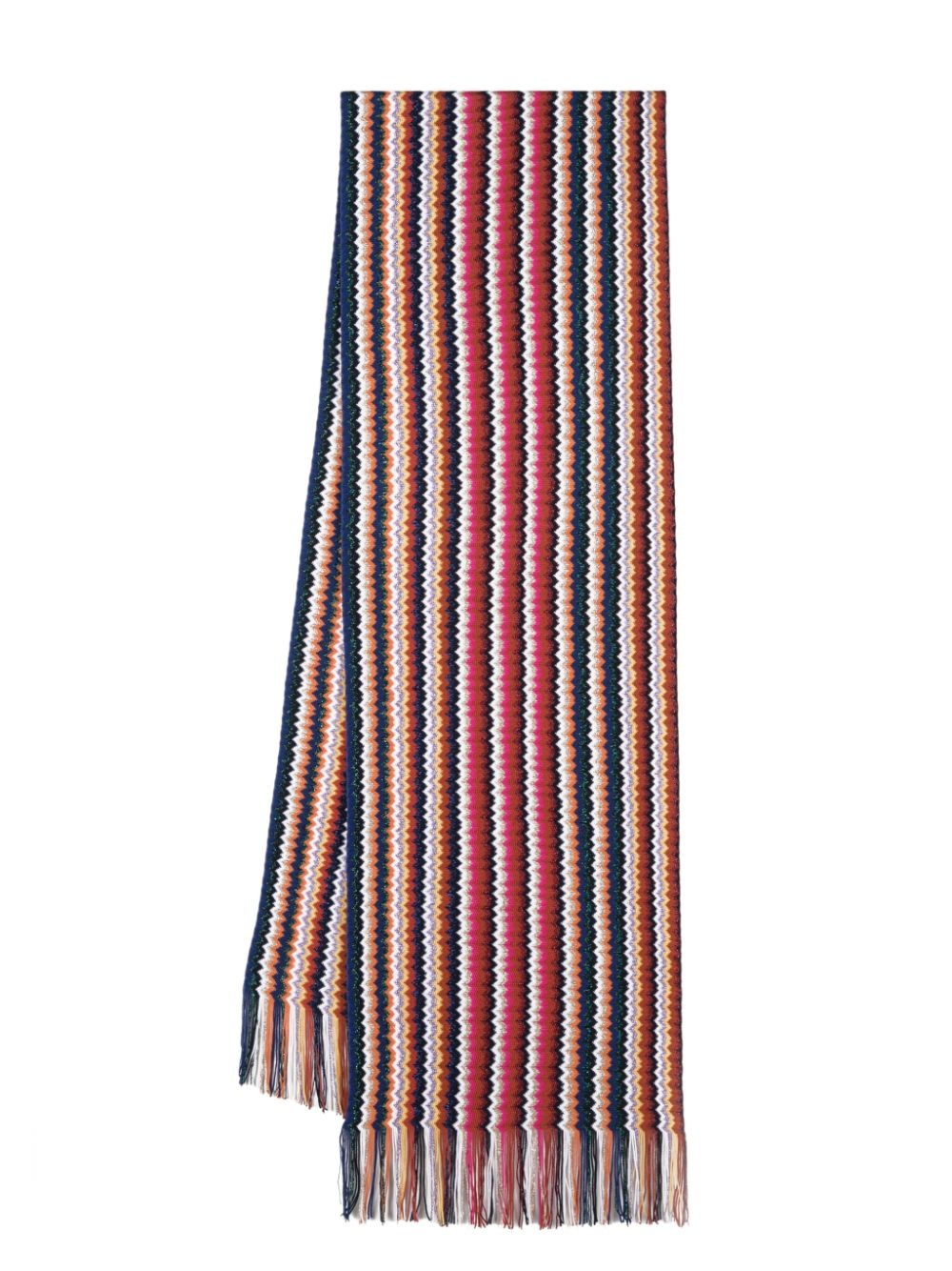zigzag-embroidery frayed-edge scarf - 1
