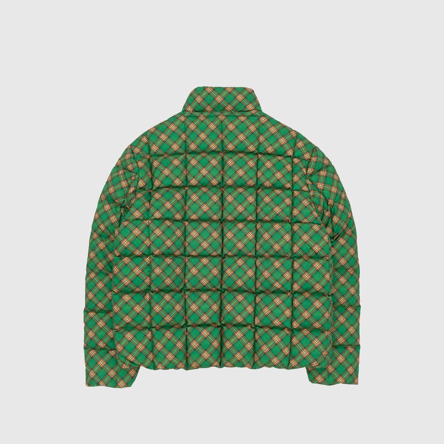 QUILTED GREEN PLAID PUFFER JACKET - 8