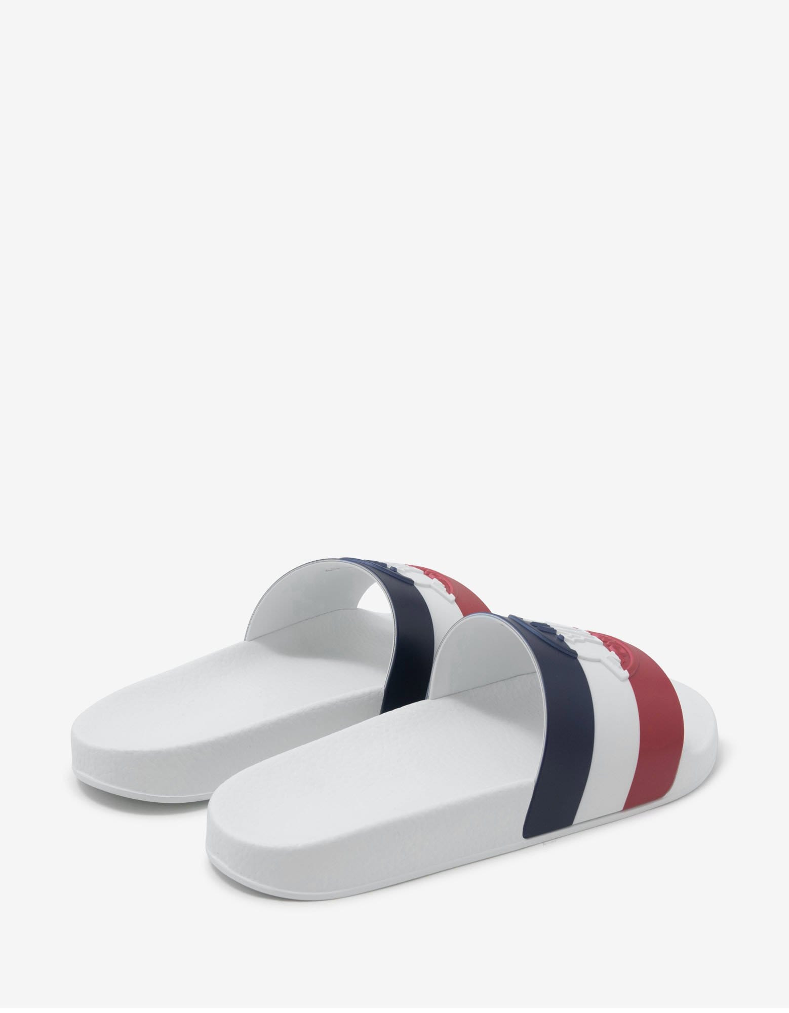 Moncler Basile White Tricolour Logo Slide Sandals - 7