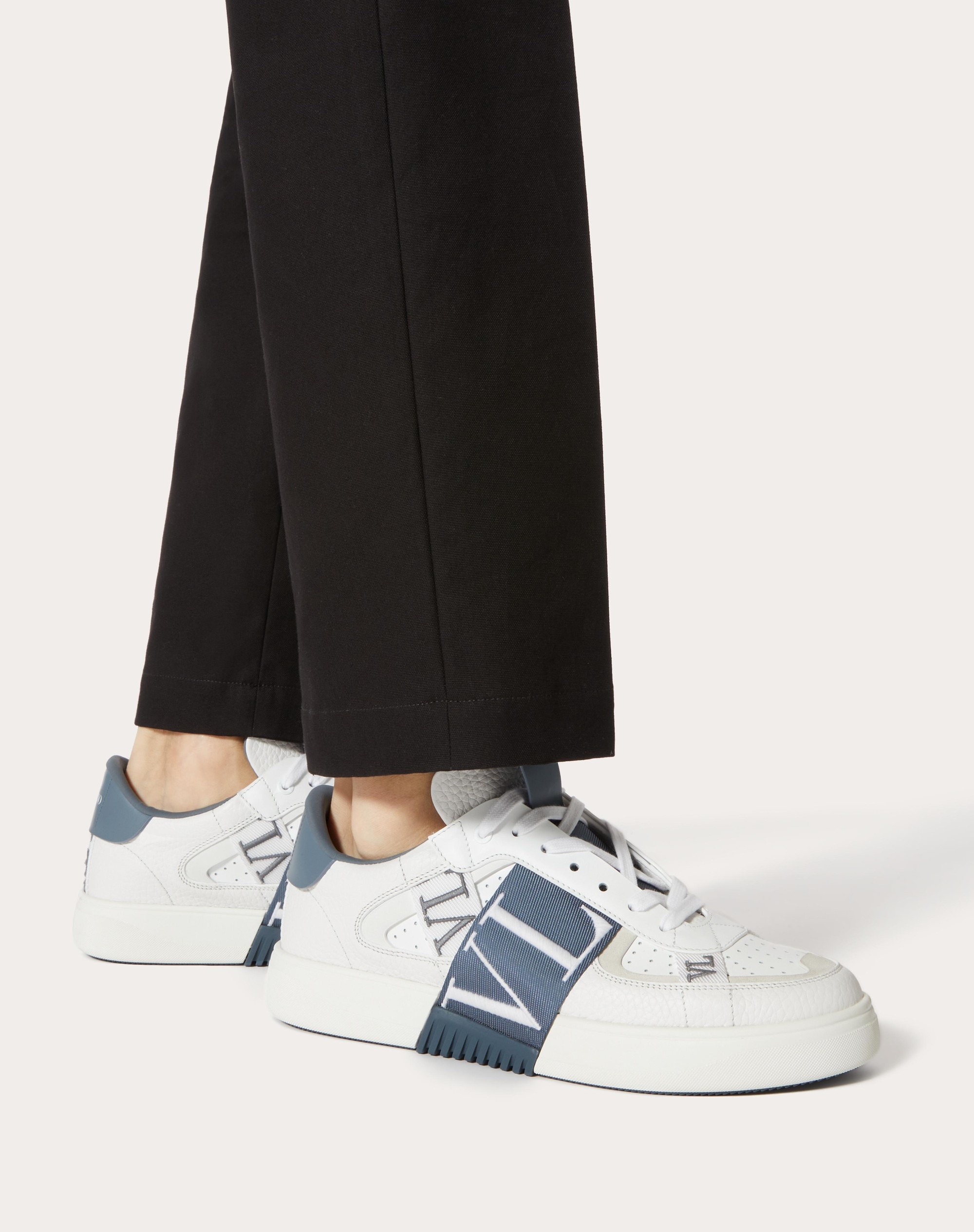 VL7N LOW-TOP CALFSKIN AND FABRIC SNEAKER WITH BANDS - 6