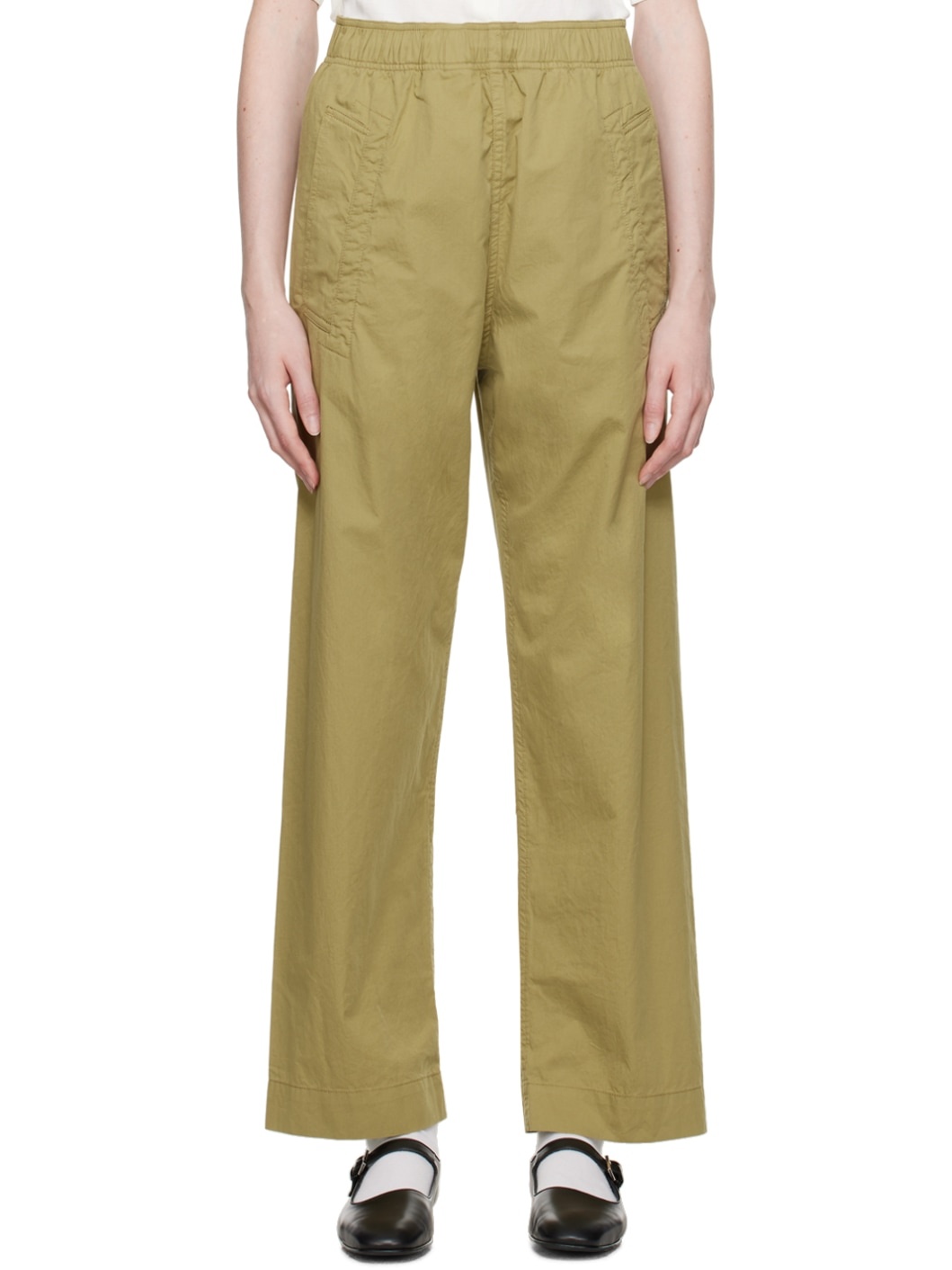 Khaki Wide-Leg Lounge Pants - 1