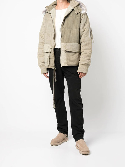 Greg Lauren fur trimmed hood ribbed jacket outlook