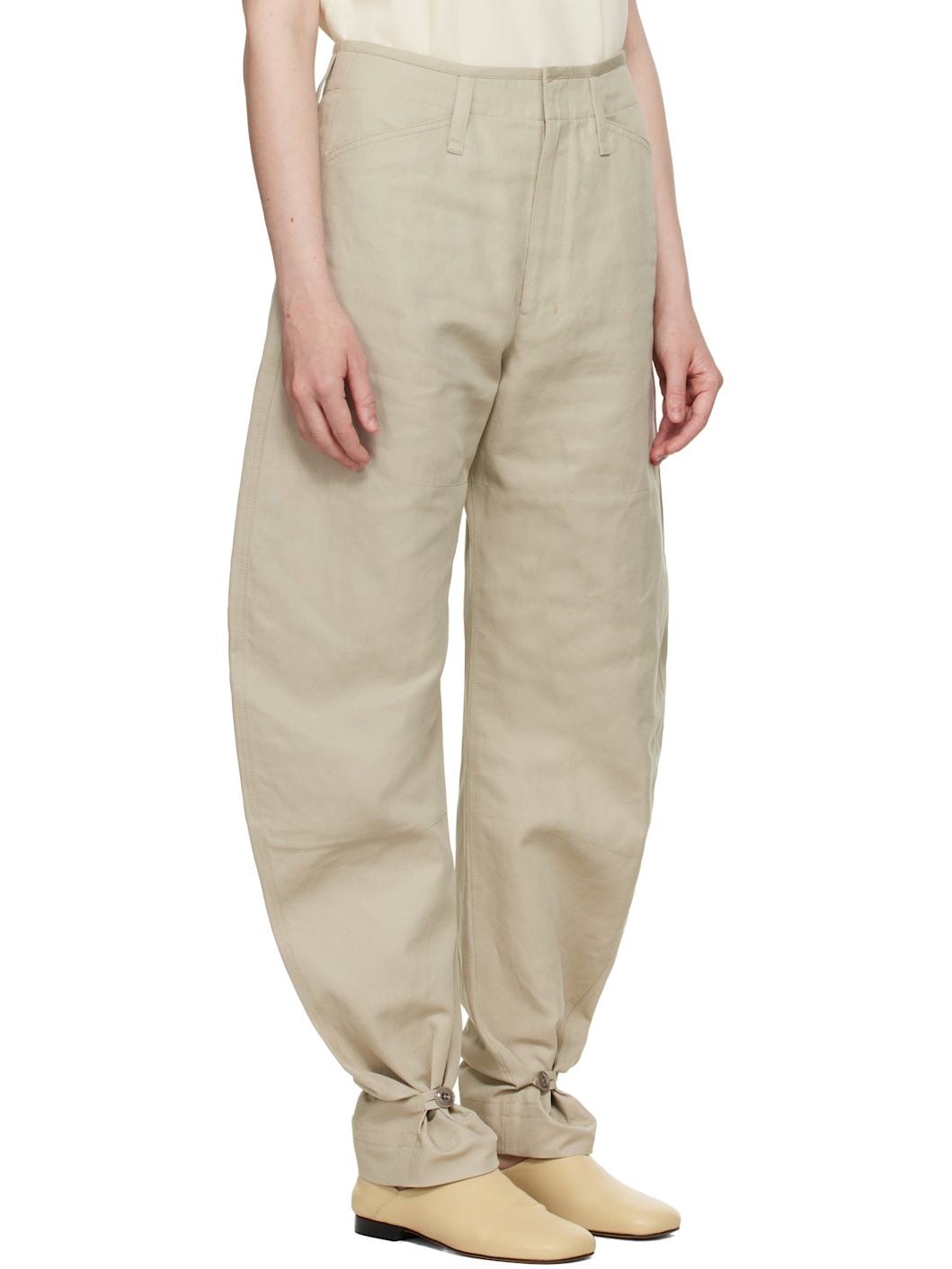 Beige Tapered Trousers - 2