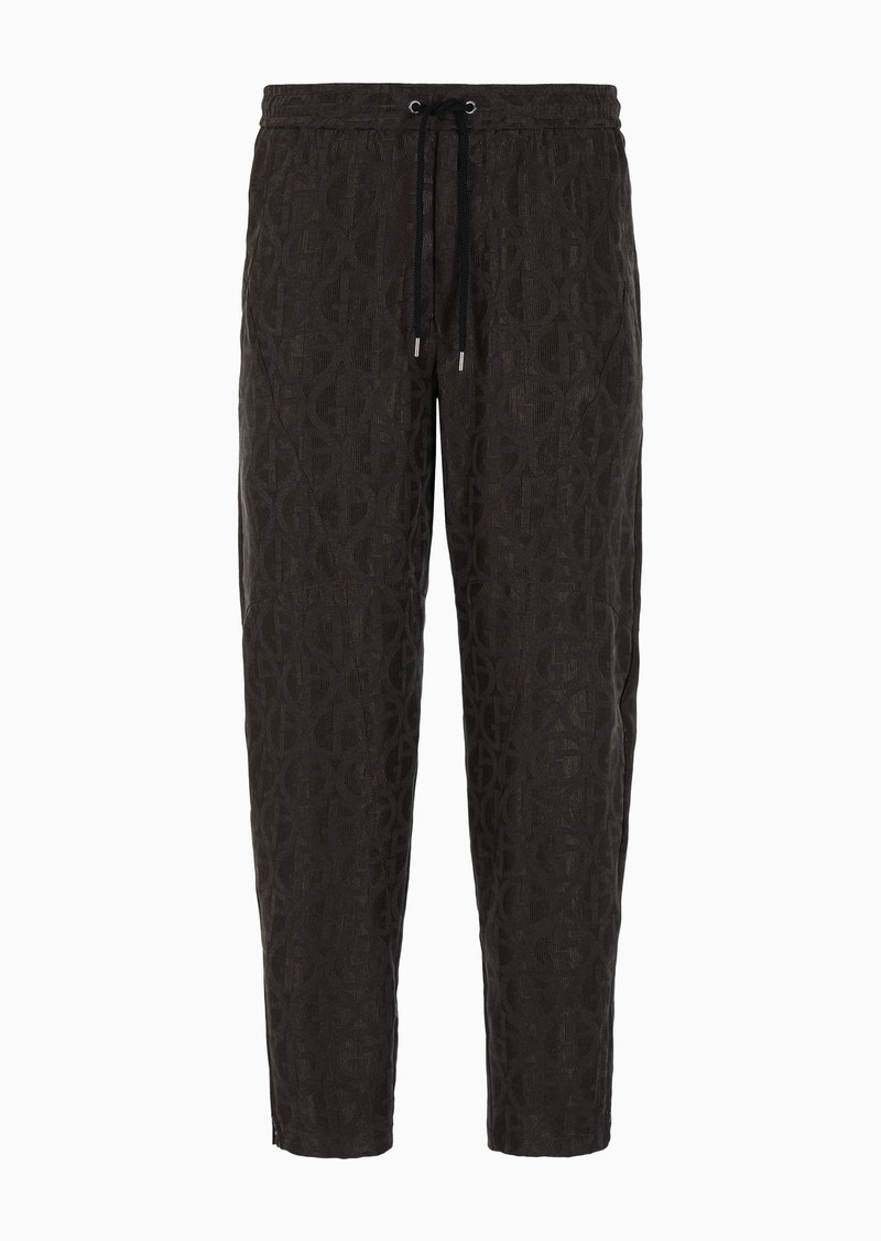 Flat-front trousers in cupro jacquard with all-over ASV monogram logo 1