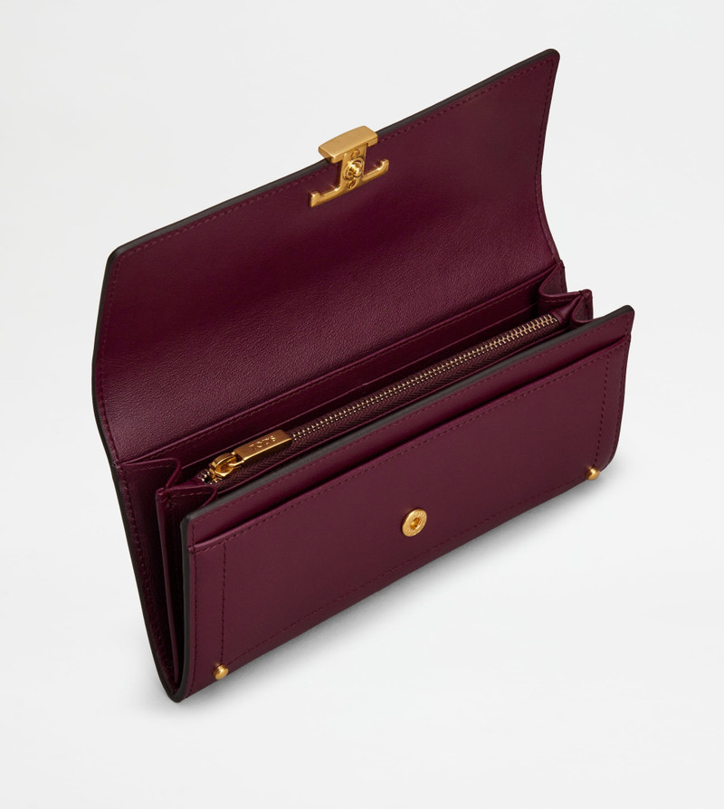 Tod's T TIMELESS WALLET IN LEATHER - BURGUNDY outlook
