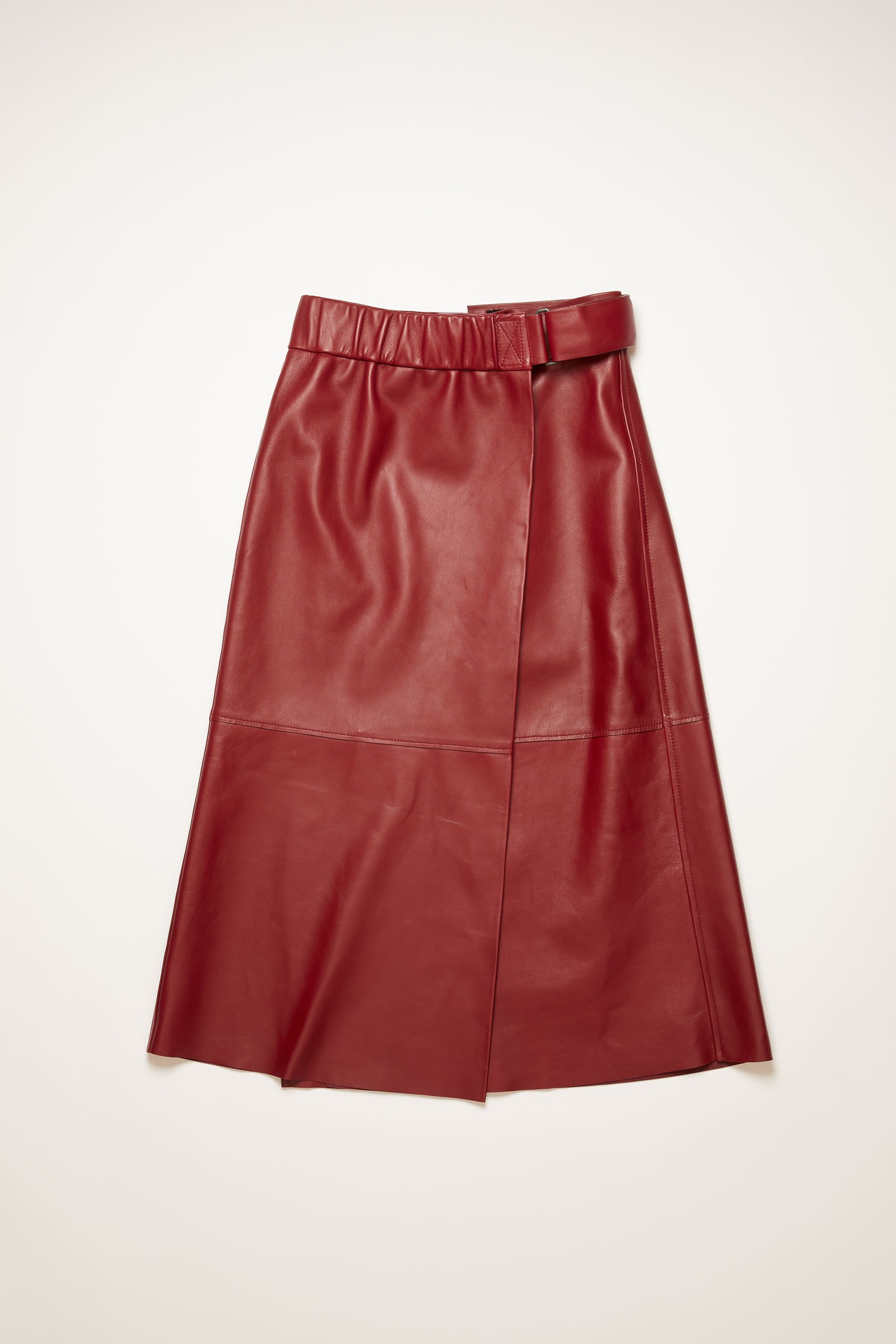 Leather wrap skirt wine red - 5