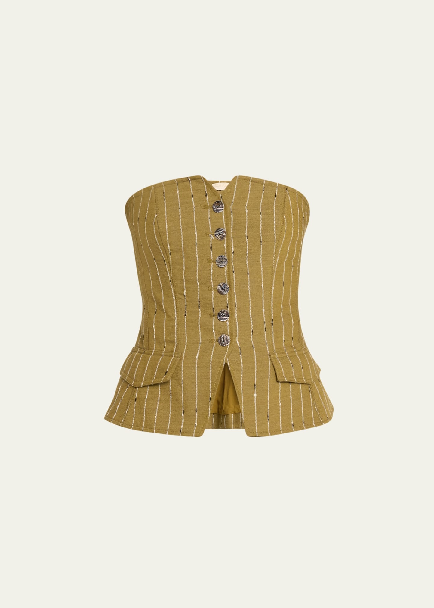 Noemie Pinstripe Wool-Blend Corset Top - 1