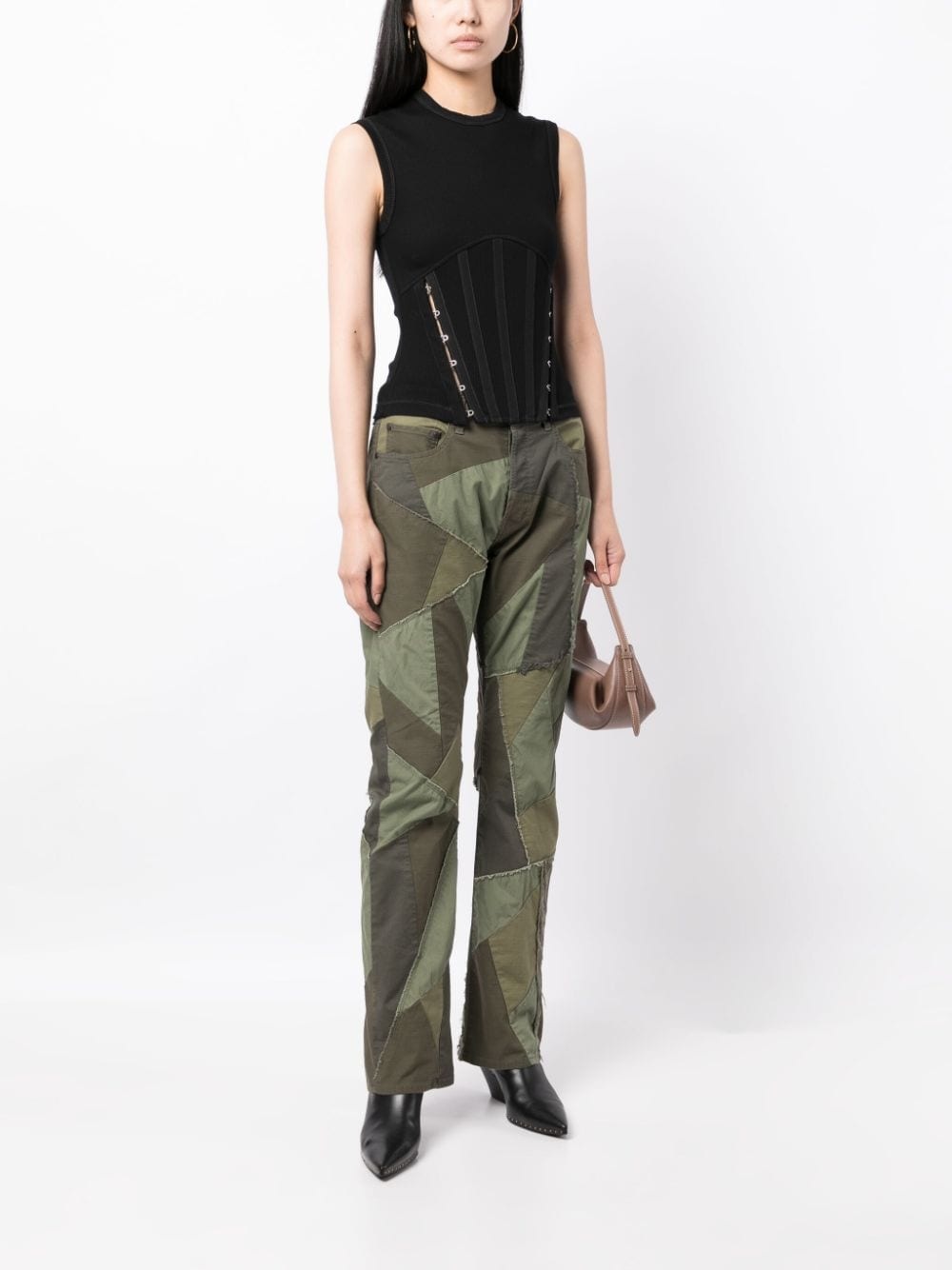 patchwork-design bootcut jeans - 2