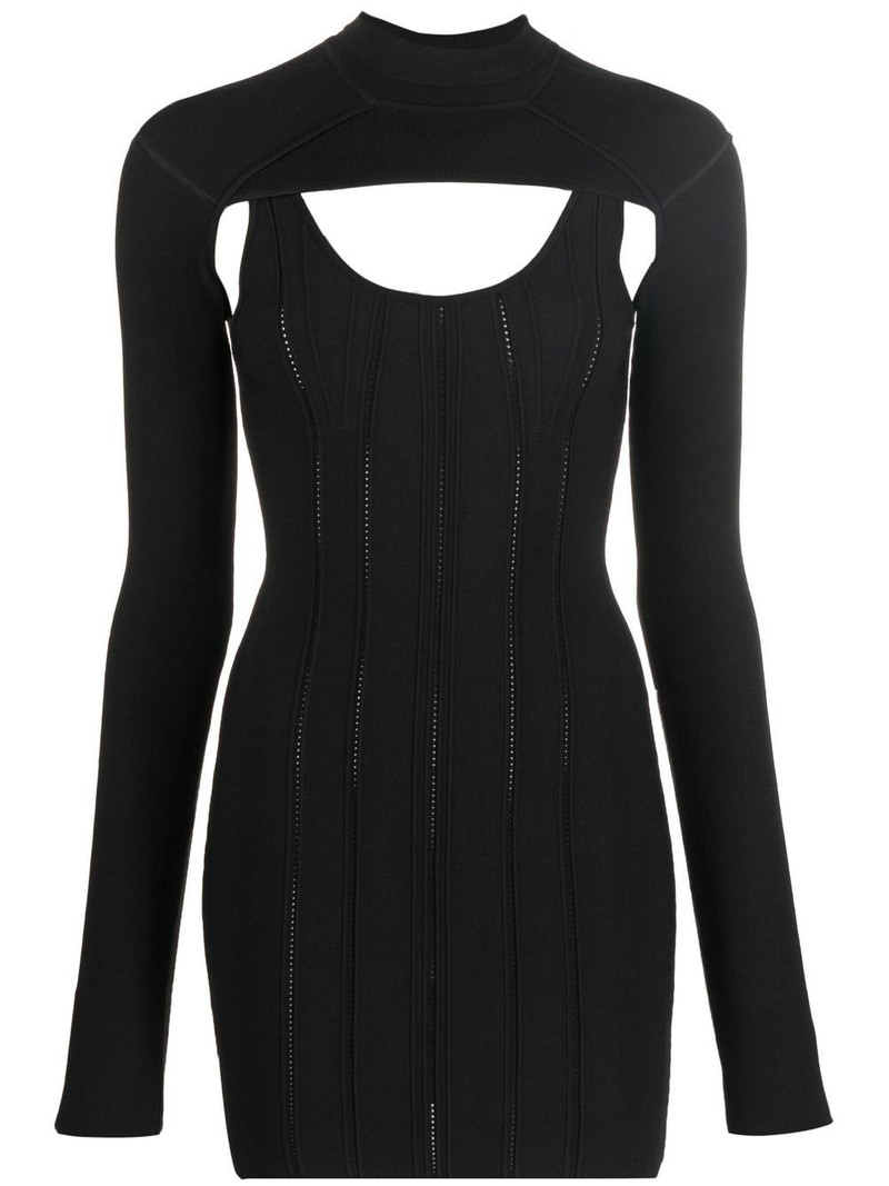 removable-bolero ribbed-knit mini dress 1
