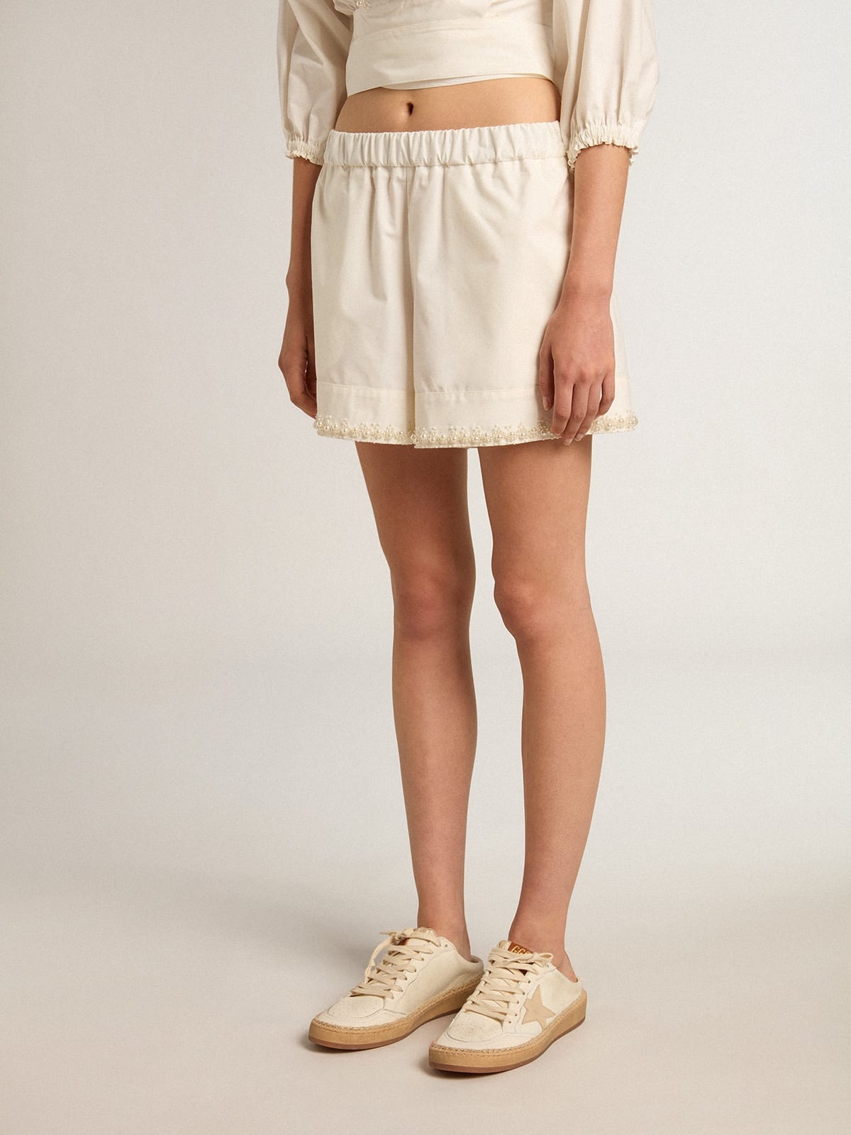 Cotton shorts with beading - 2