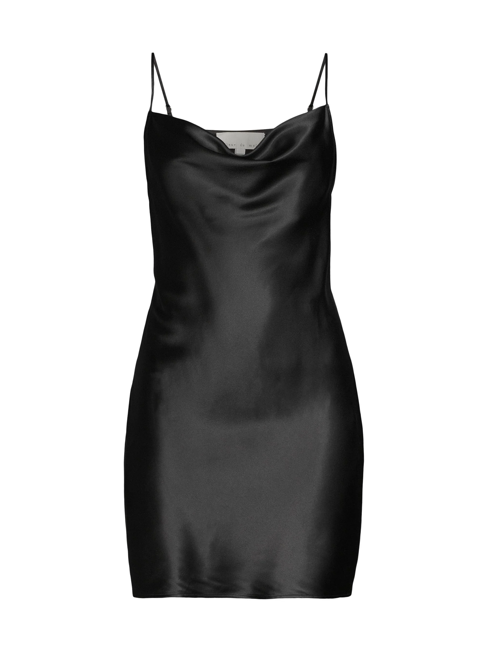 Women's Cowlneck Silk Slip - Black - 1