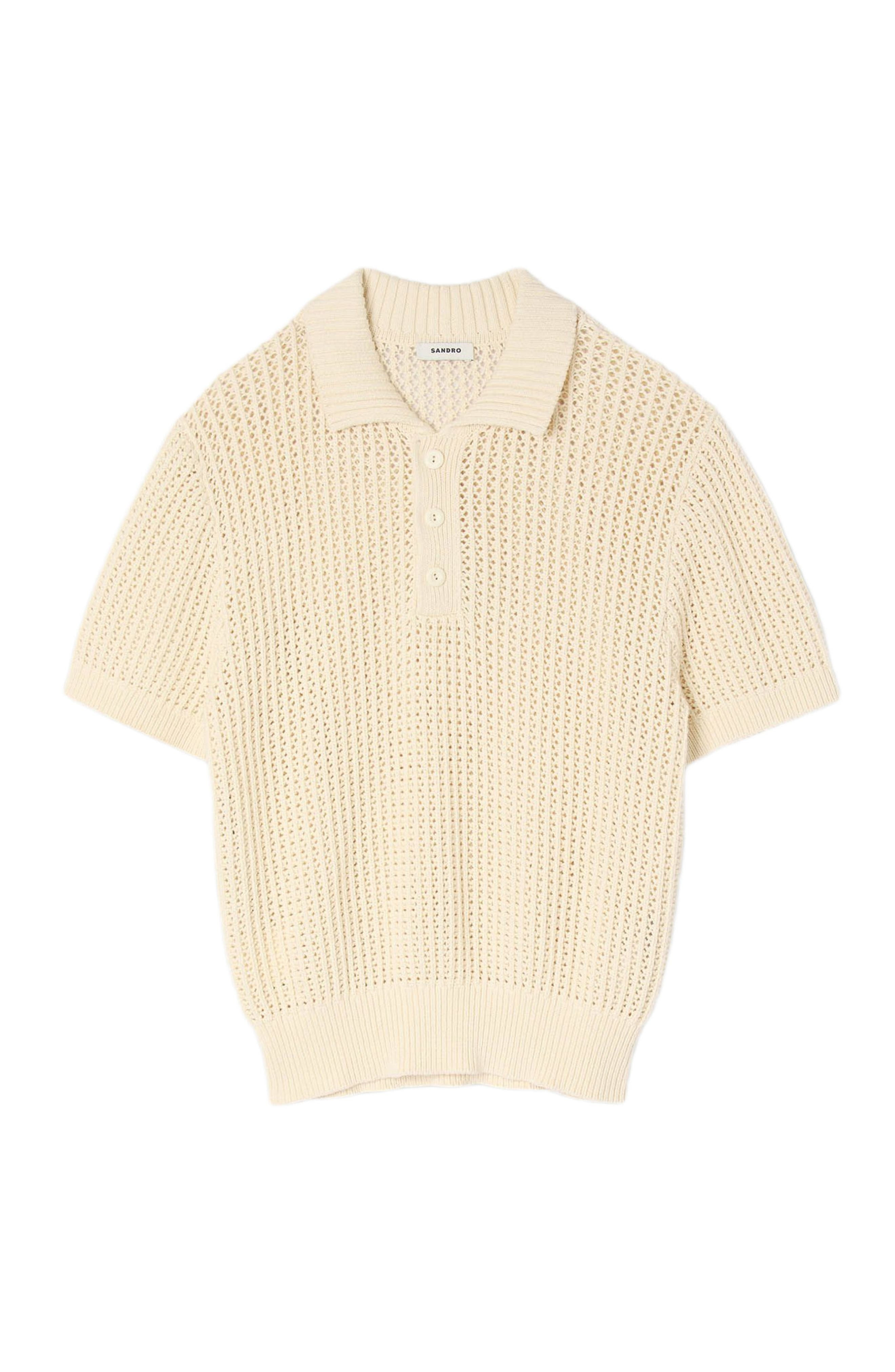 SANDRO Cotton polo shirt with polo collar in Butter Cream at Nordstrom - 5