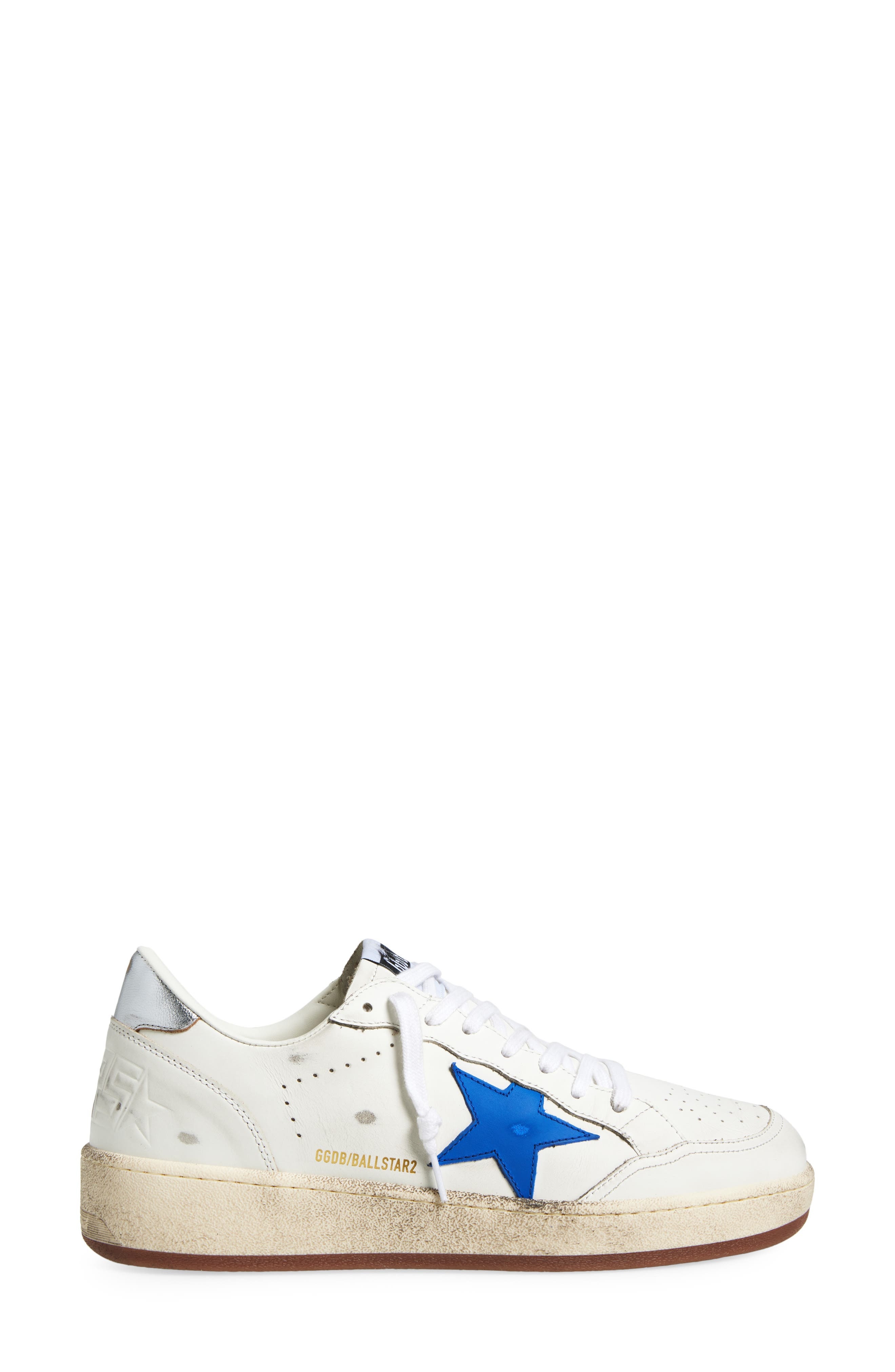 Golden Goose Ball Star Low Top Sneaker in Optic White/Blue/Silver at Nordstrom - 3
