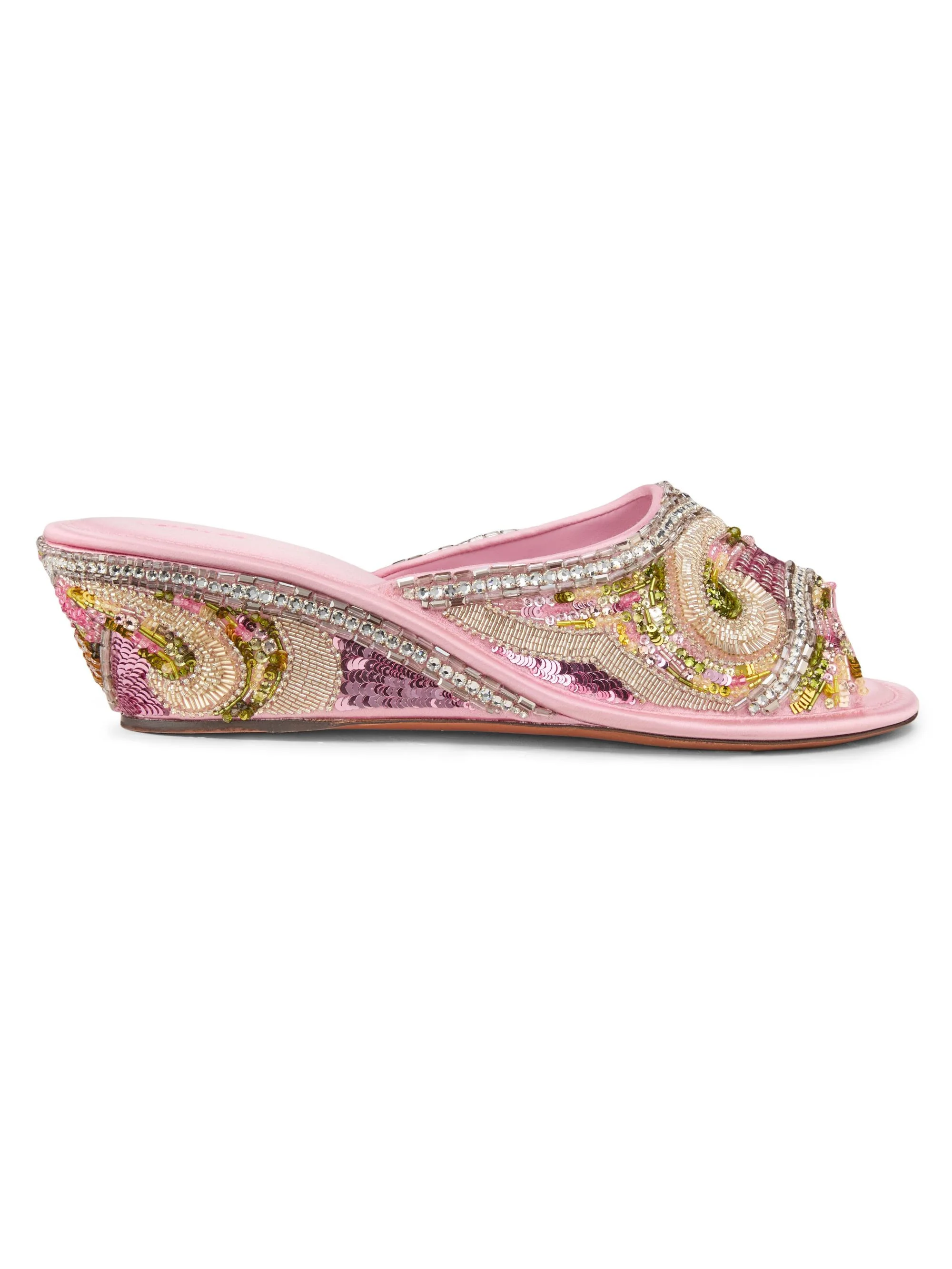 Women's 50MM Beaded Mule Wedges - Geranium - 1