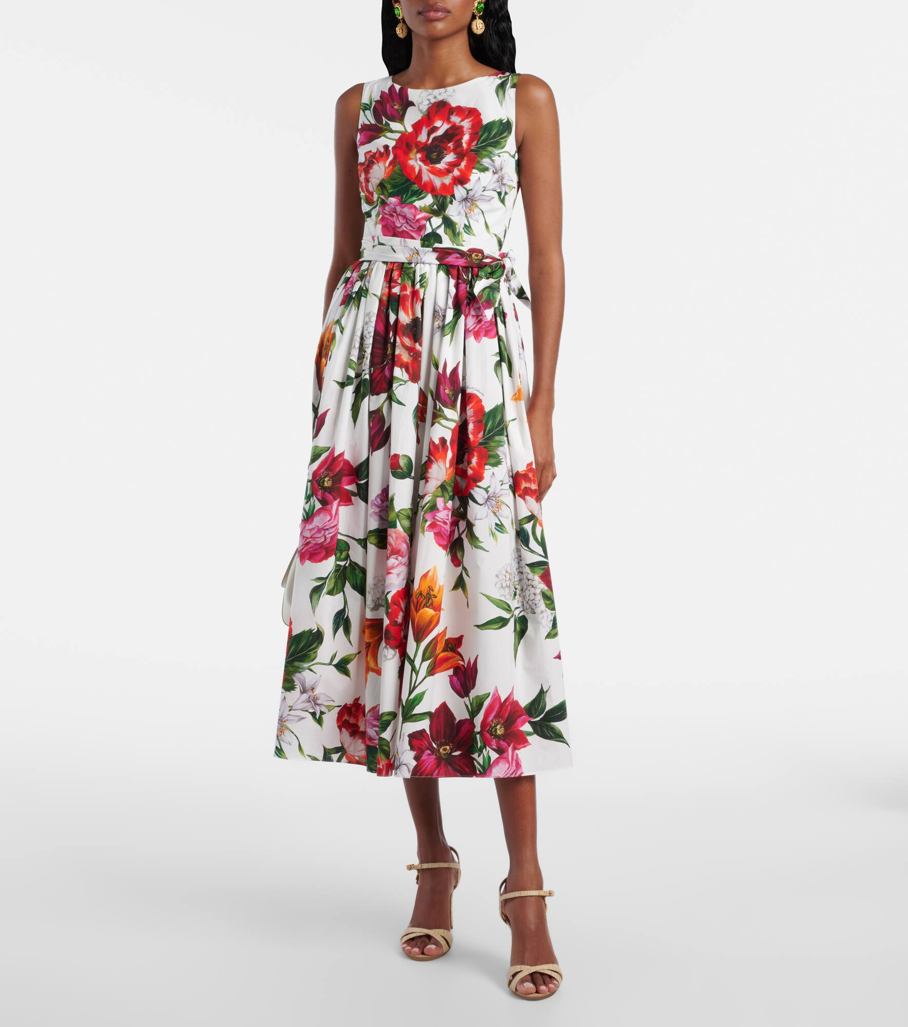 Floral cotton poplin midi dress - 2