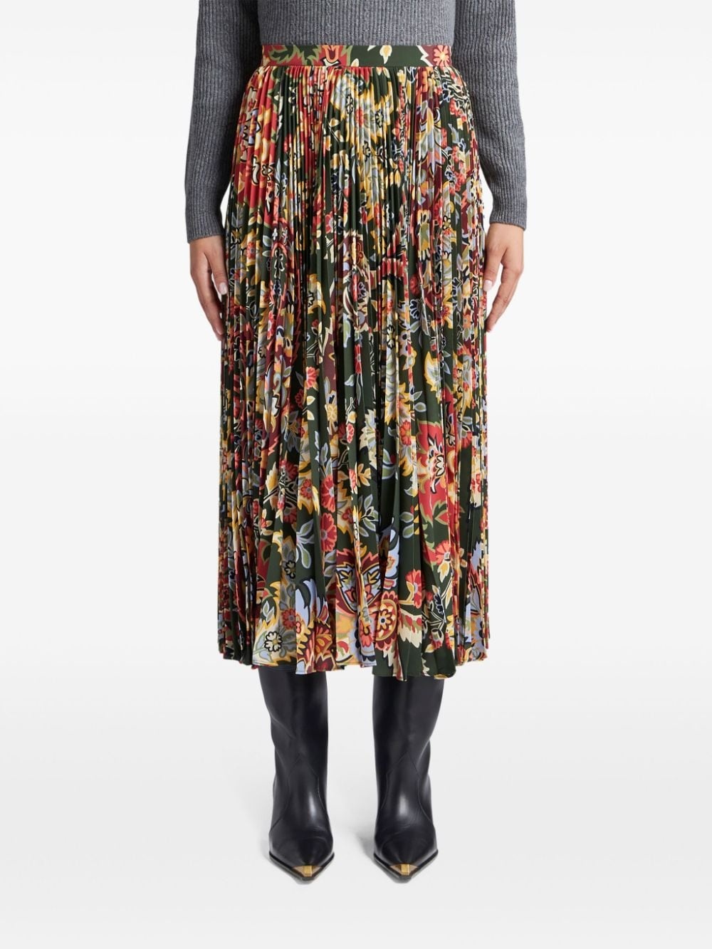 paisley-print pleated midi skirt - 3