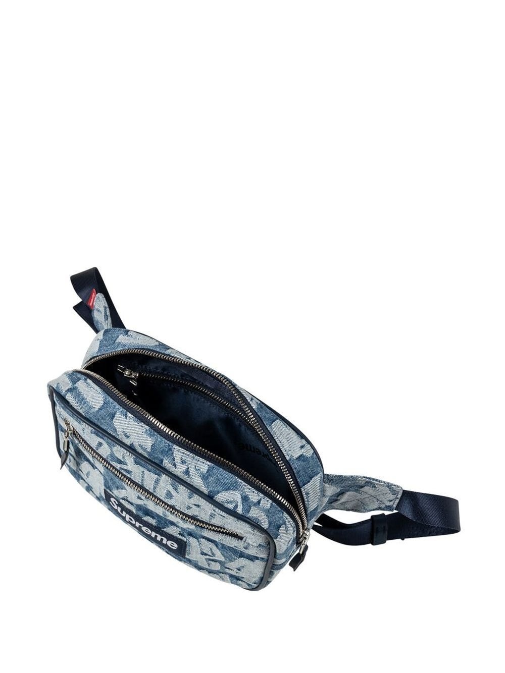 logo-jacquard denim belt bag - 4