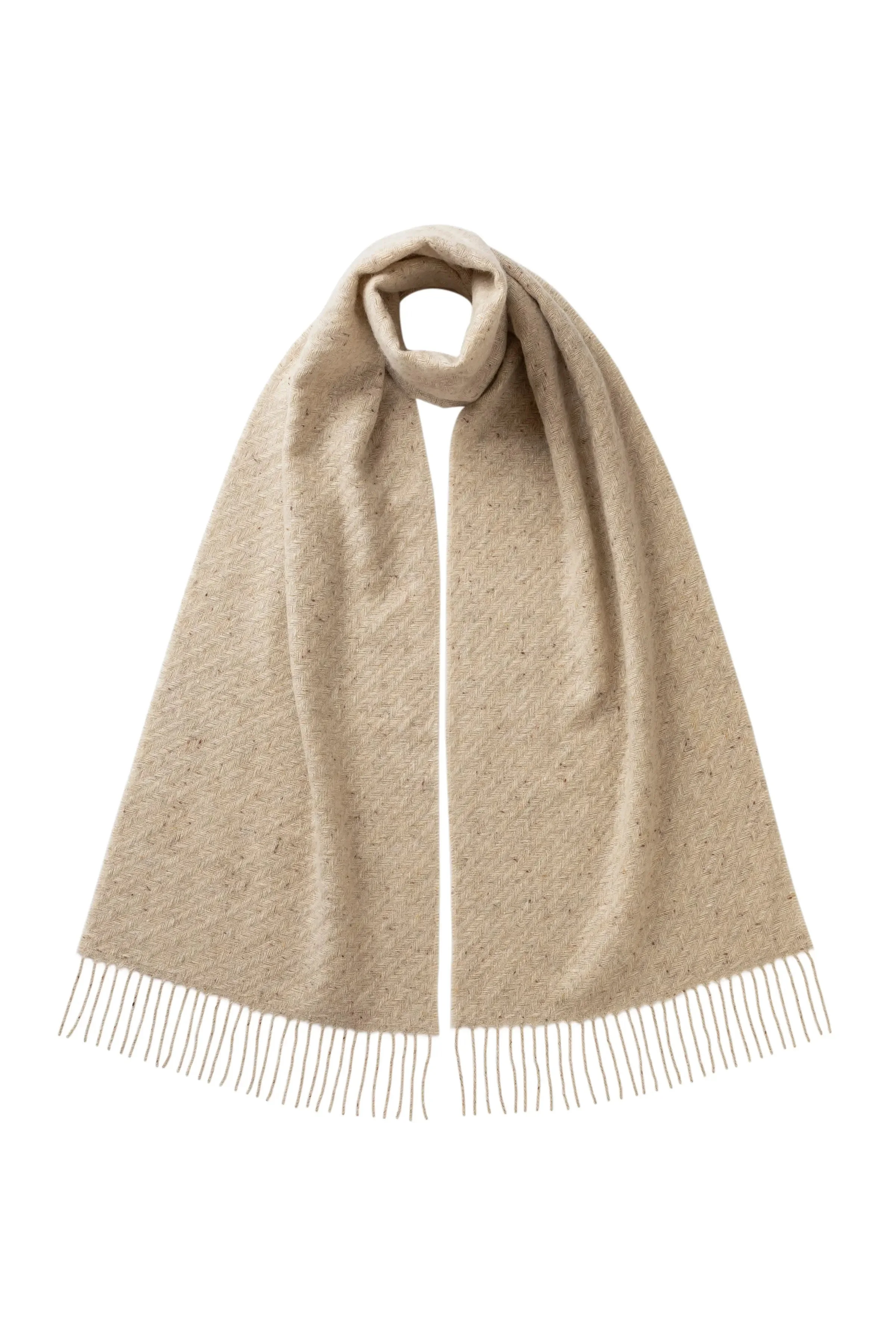 Lofty Twill Cream Cashmere Scarf - 1