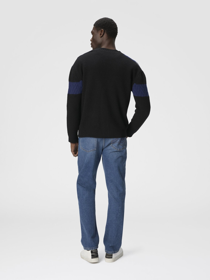 The cardigan in pure wool with flame and zigzag inserts 3