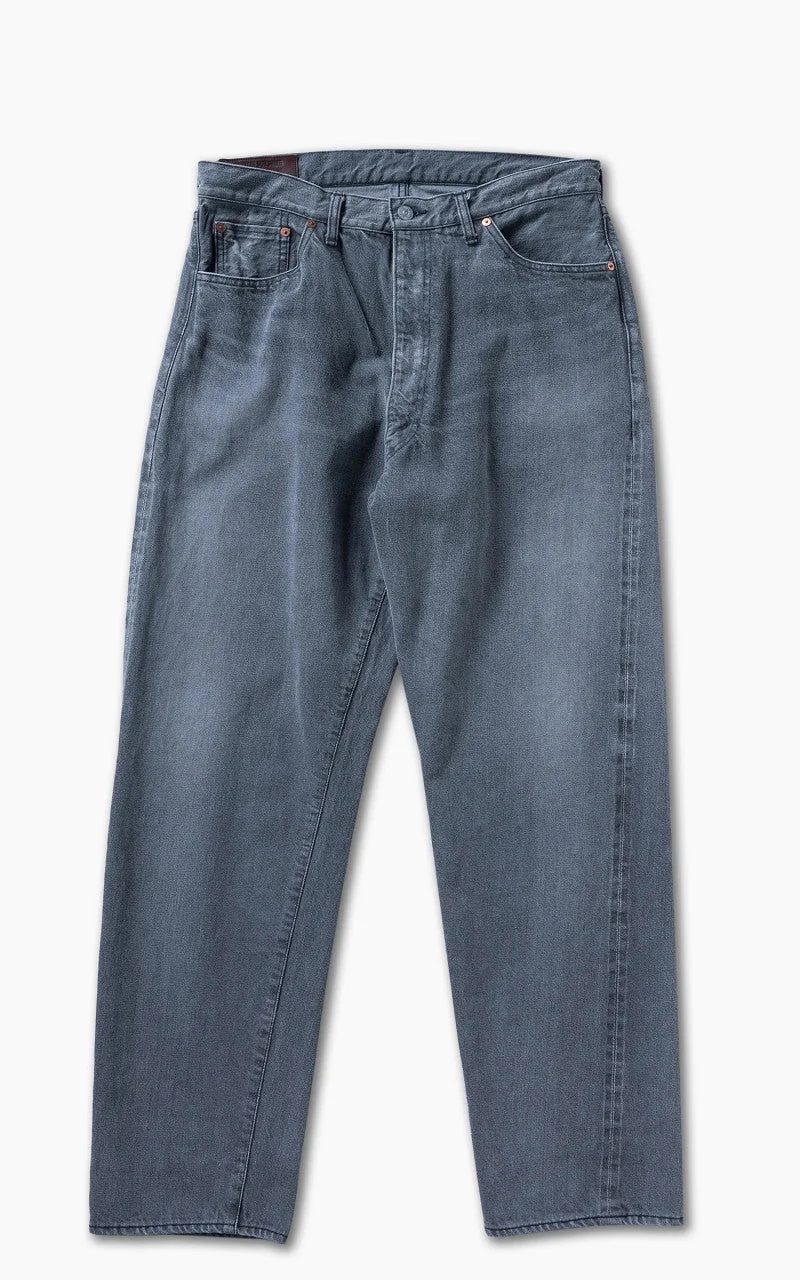 KAPTAIN SUNSHINE 5P ZIPPER FRONT DENIM PANTS BLACK VINTAGE WASH - 1