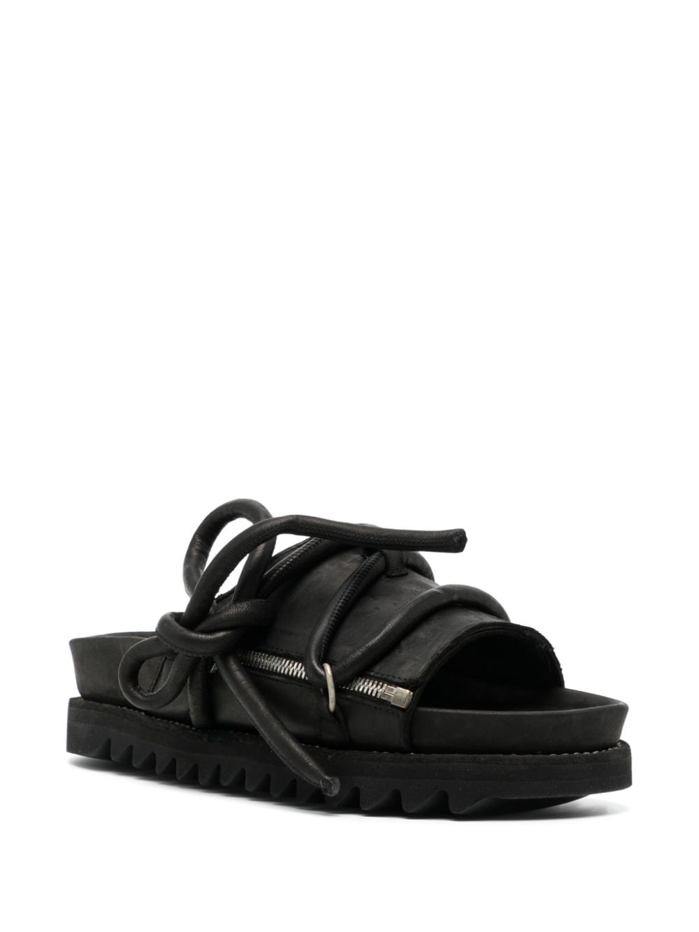 lace-up leather sandals - 4